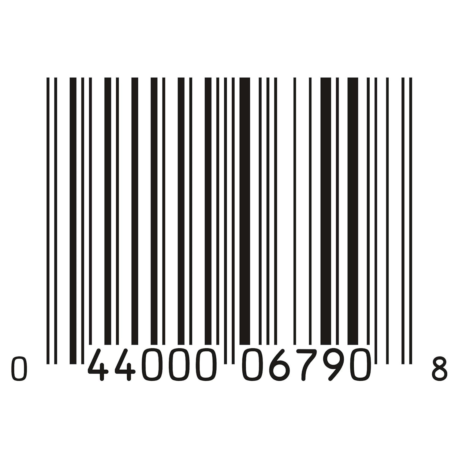 Displays the product barcode for scanning and identification purposes, providing essential product information for retail and inventory management.