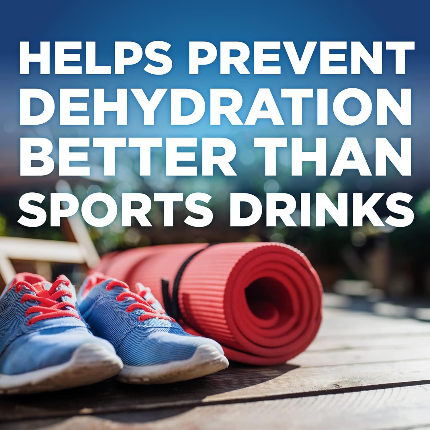 Communicates that this product prevents dehydration more effectively than competing sports drinks, positioning it as a superior alternative for athletic hydration. Highlights the core benefit of…