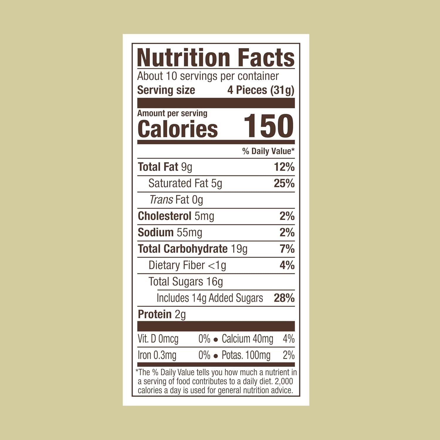 Provides detailed nutritional information to help shoppers make informed dietary decisions and understand the product's calorie, fat, sugar, and nutrient content per serving.