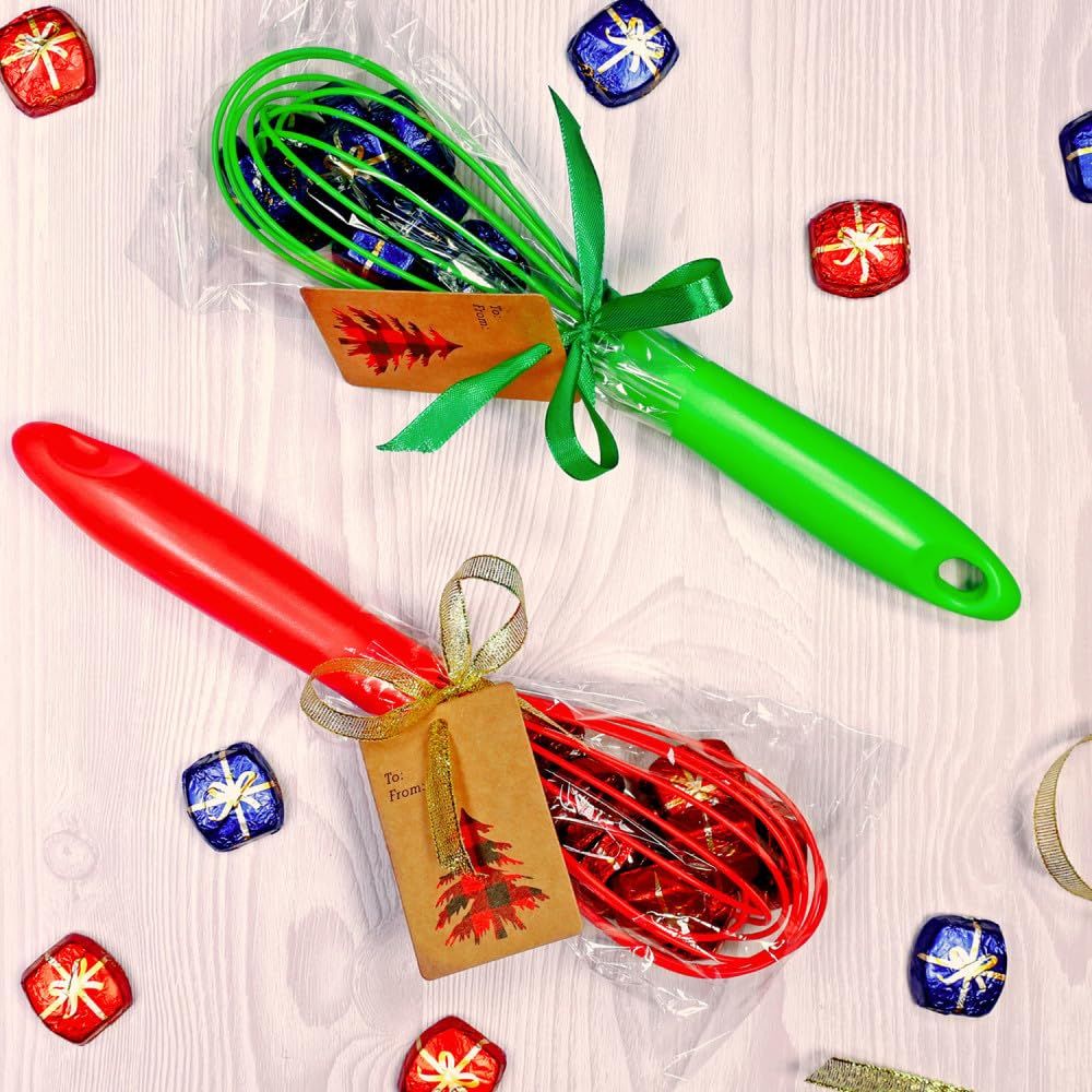 Positions the product as a festive gift option, using holiday wrapping, ribbons, and gift tags to appeal to seasonal shoppers looking for kitchen gifts.