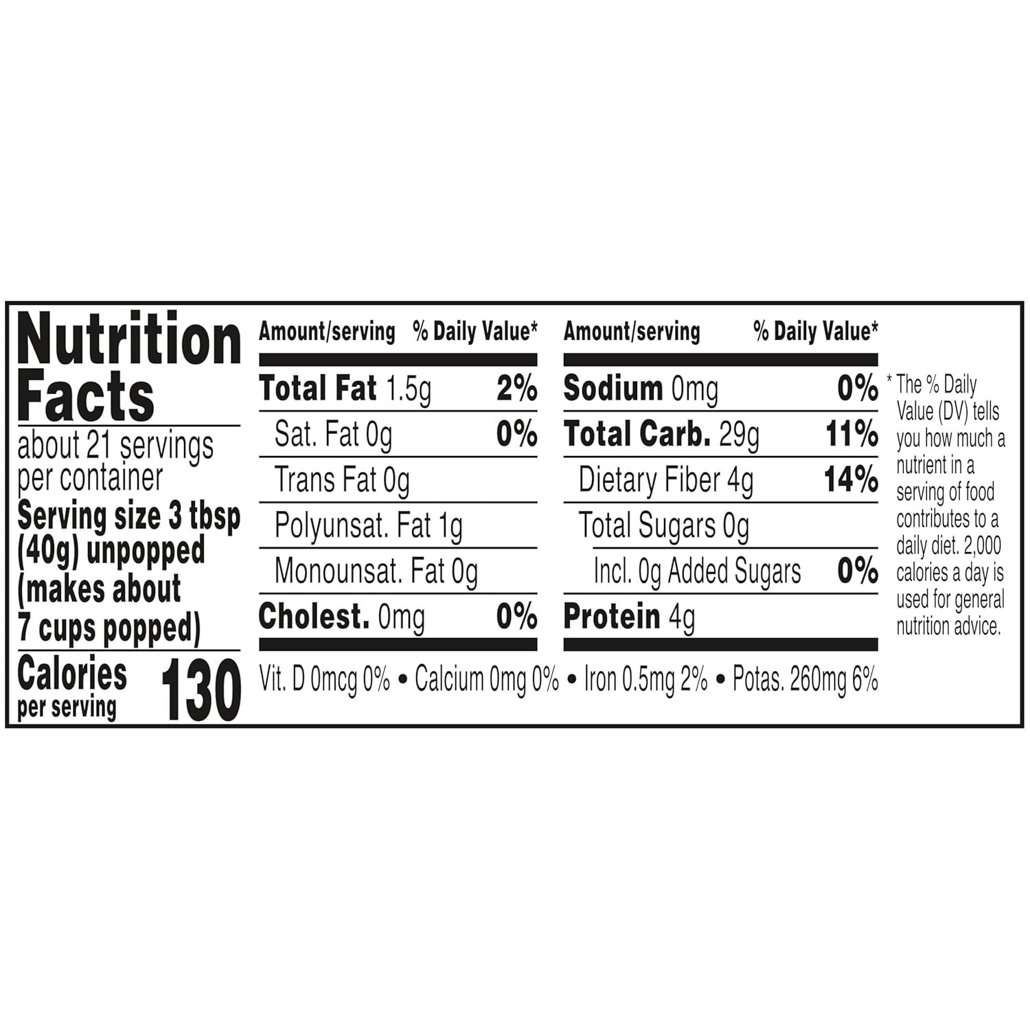 Provides detailed nutritional facts to inform shoppers about the product's calorie count, fat content, carbohydrates, protein, and other dietary information per serving.