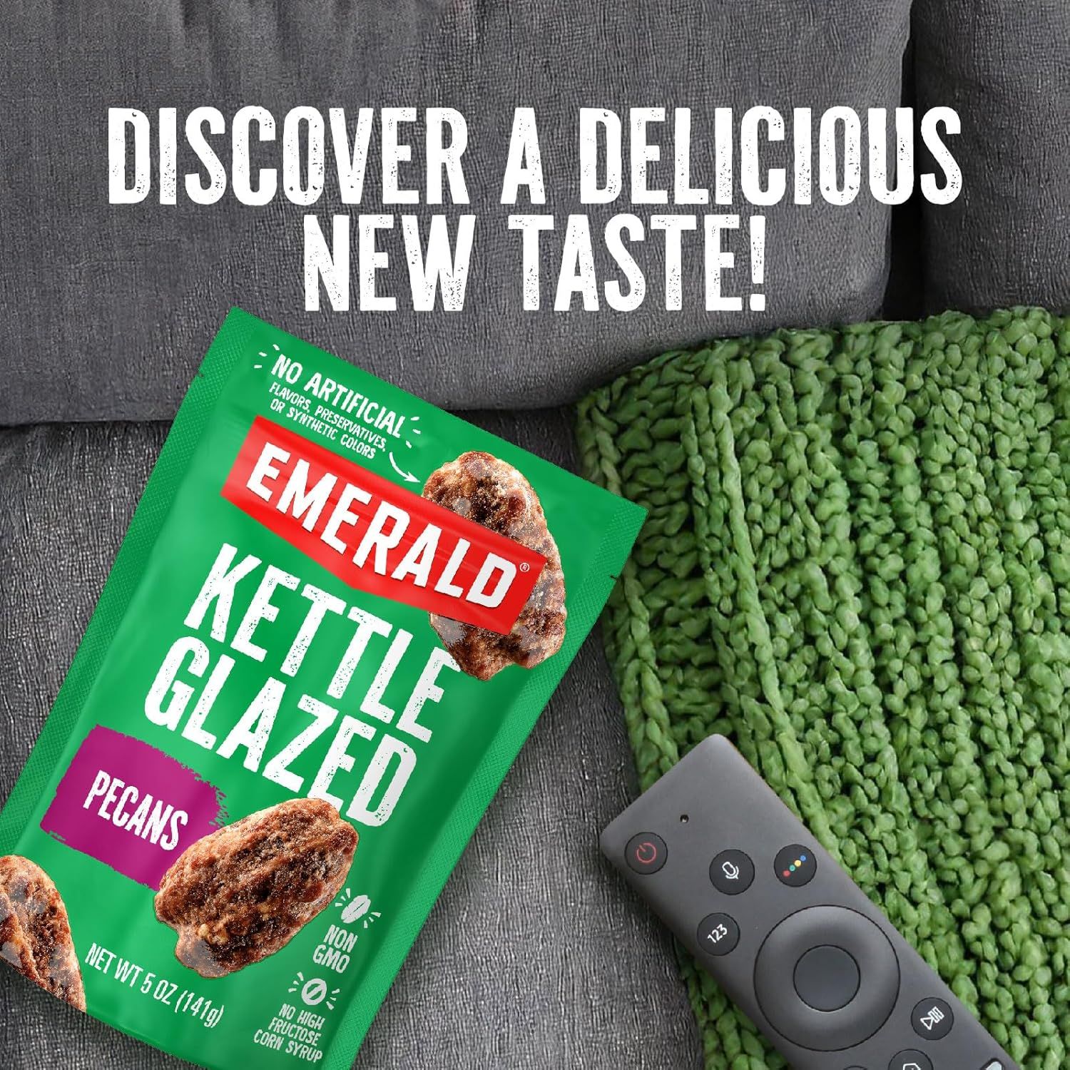 Positions the product as a convenient snack for relaxing at home while watching TV, creating an emotional connection with everyday leisure moments.