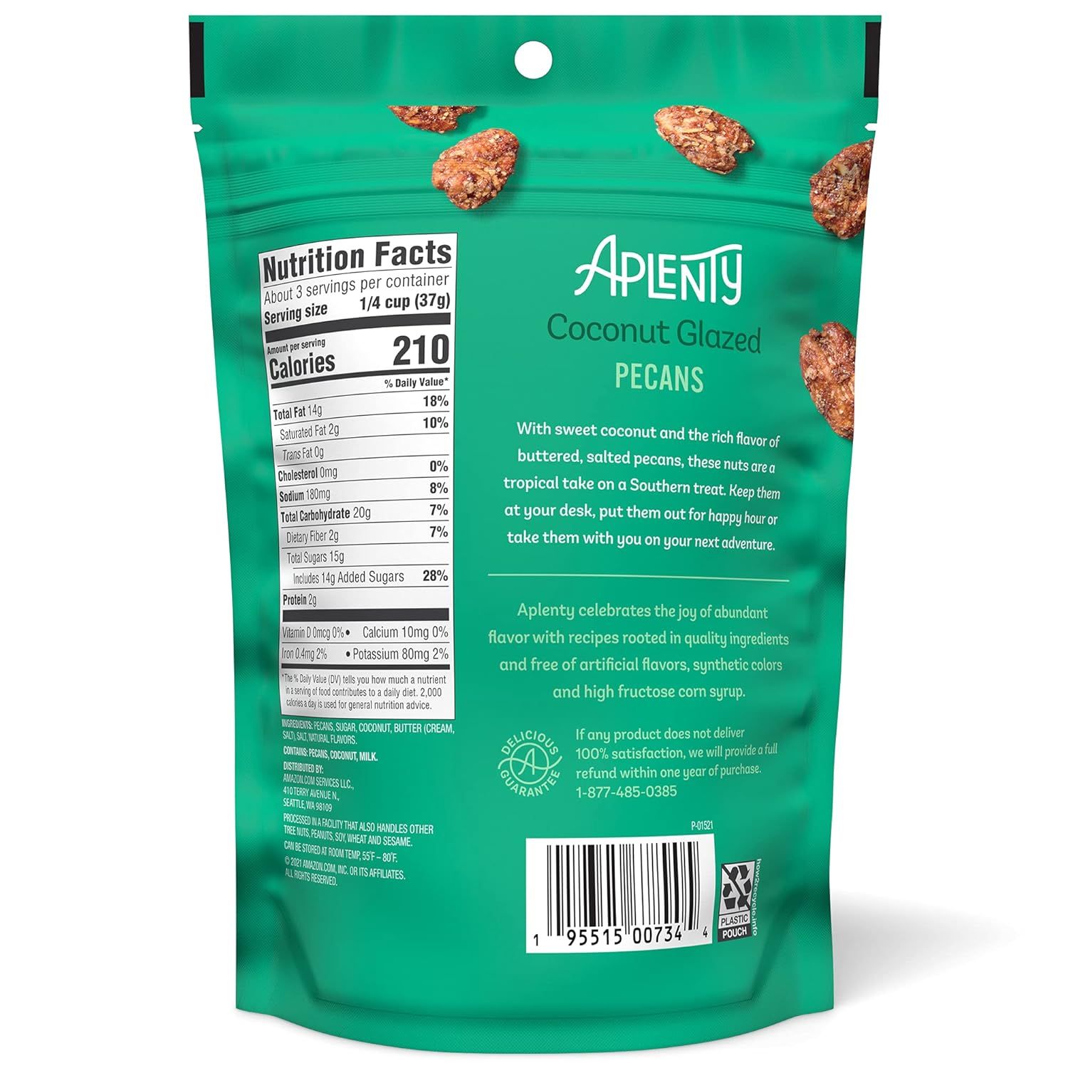 Shows the back of the product packaging with nutrition facts, ingredients, and brand information to provide shoppers with detailed product information.
