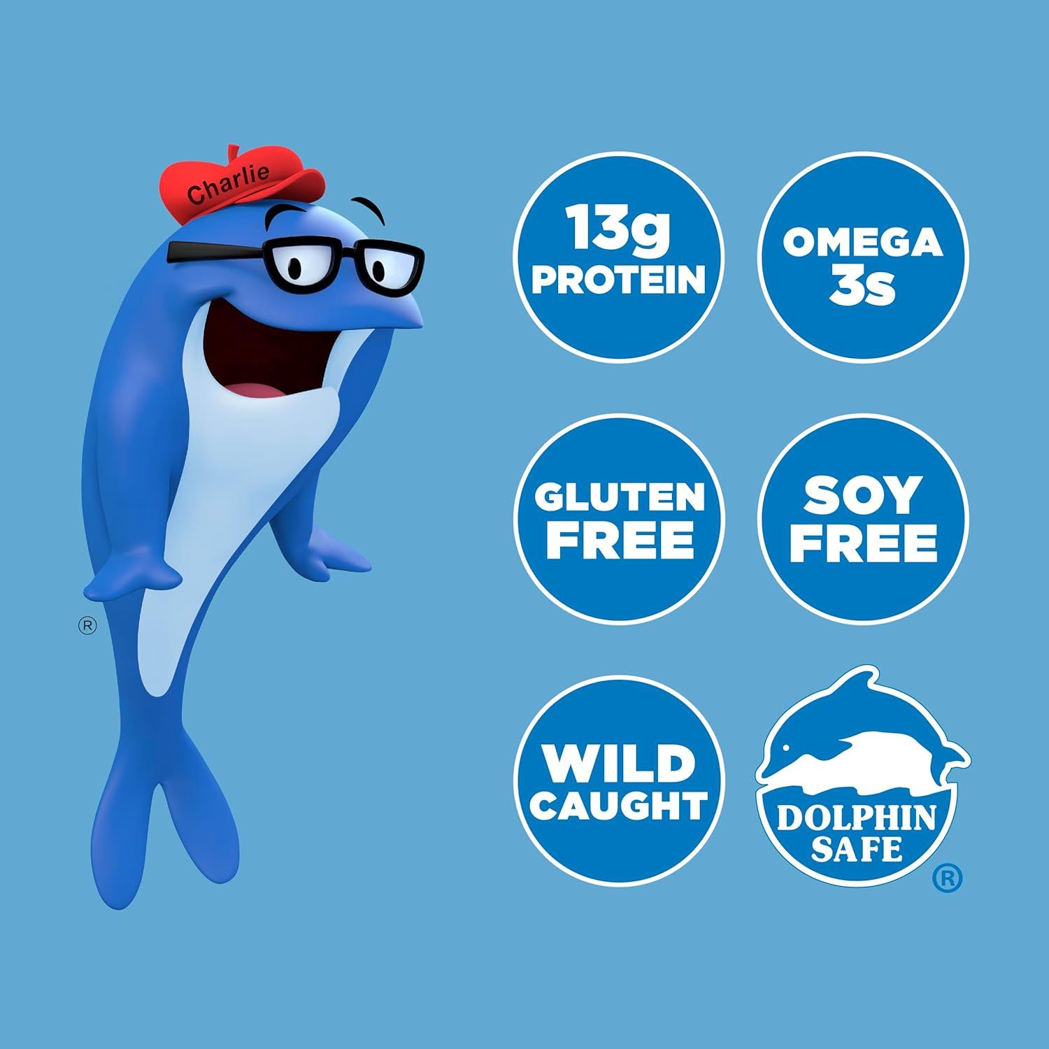 Communicates multiple nutritional benefits and certifications in a segmented layout to reassure shoppers about the product's health value, quality sourcing, and safety standards.