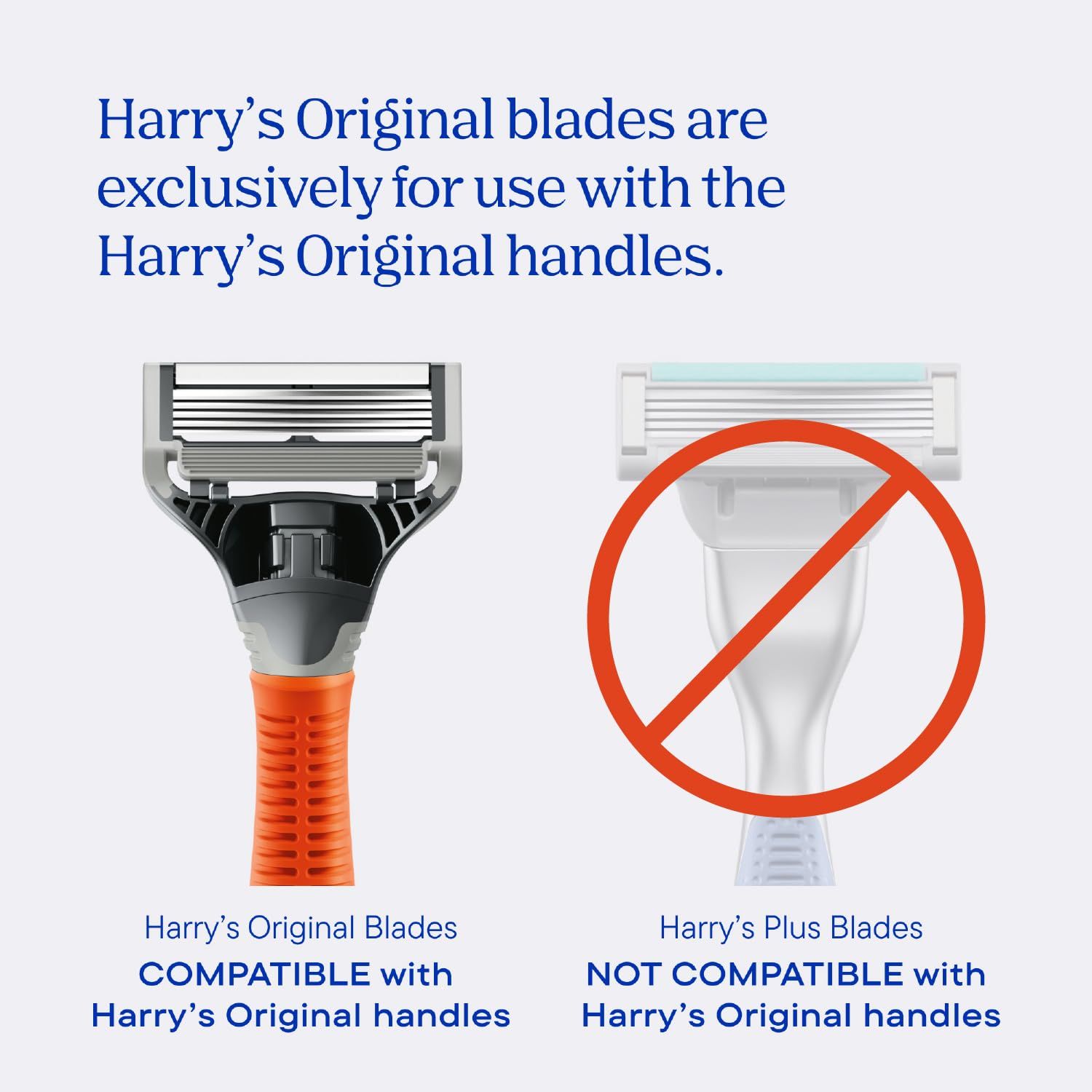 Informs shoppers which blade types are compatible with Harry's Original handles to prevent purchasing errors and ensure safe, proper product use. Clarifies which Harry's blade products work with the…