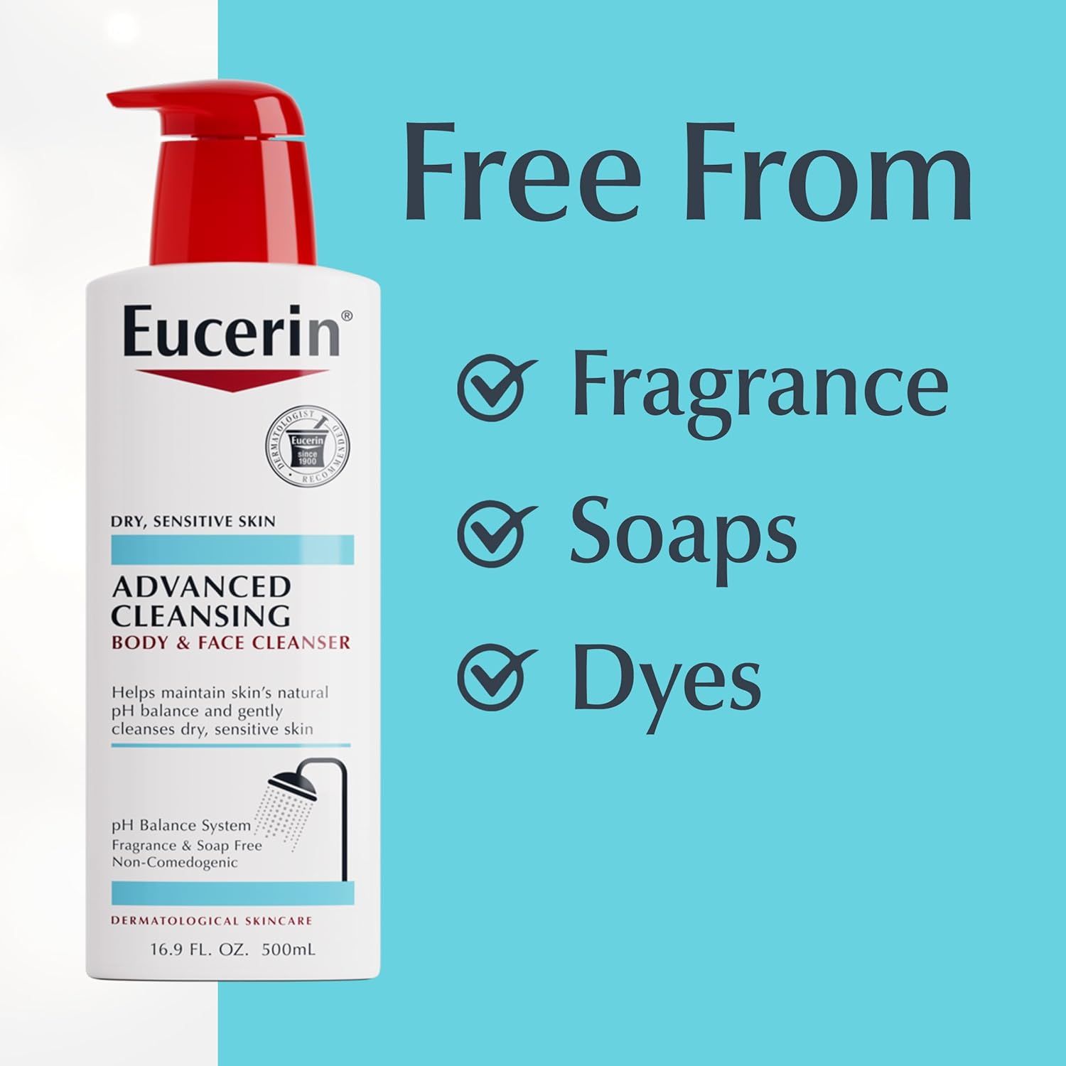 Reassures shoppers with sensitive skin that the product is free from common irritants like fragrance, soaps, and dyes, making it safe and gentle for daily use. Communicates the core benefit that…