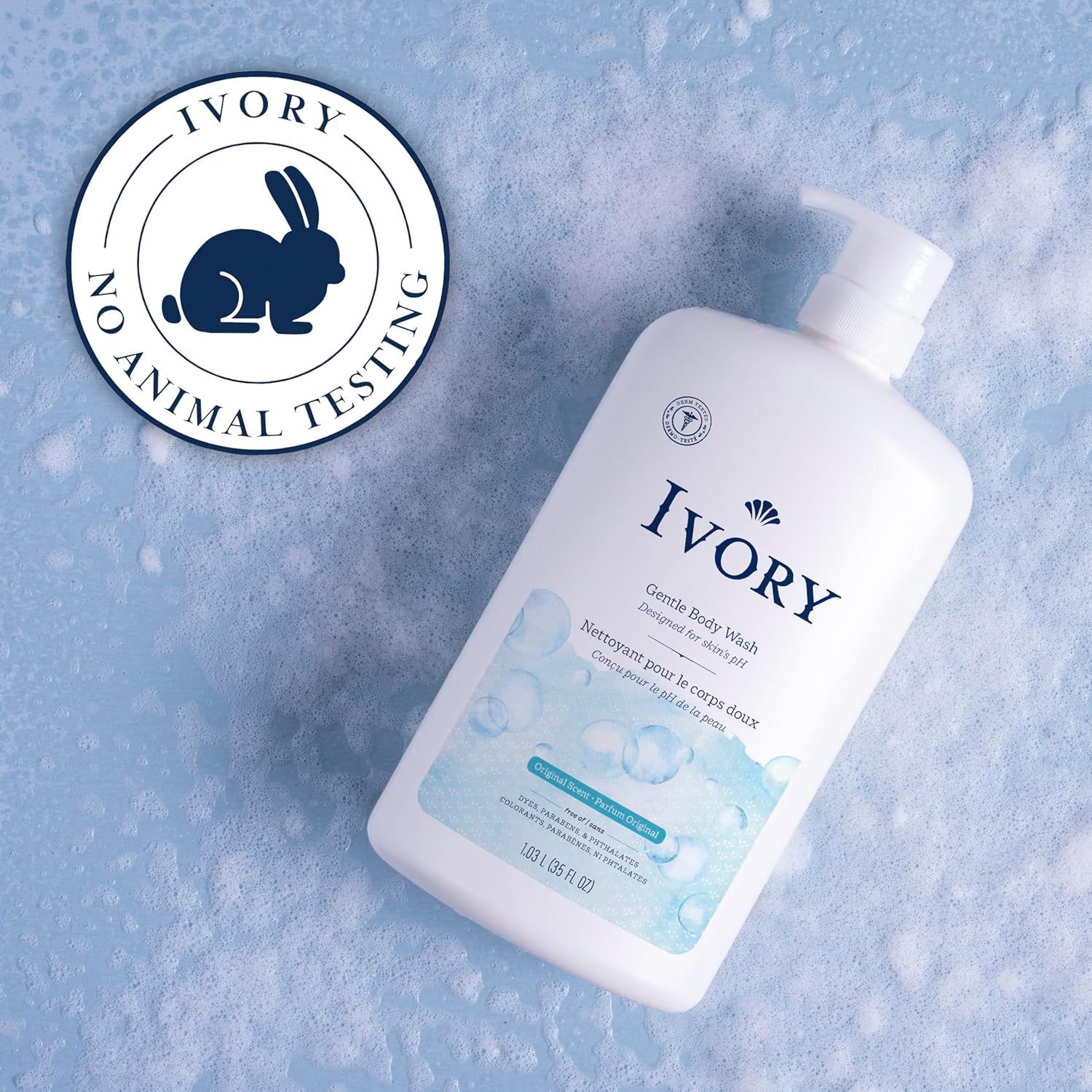 Communicates that the product is cruelty-free and not tested on animals, reassuring ethically-conscious shoppers and building trust in the brand's values.