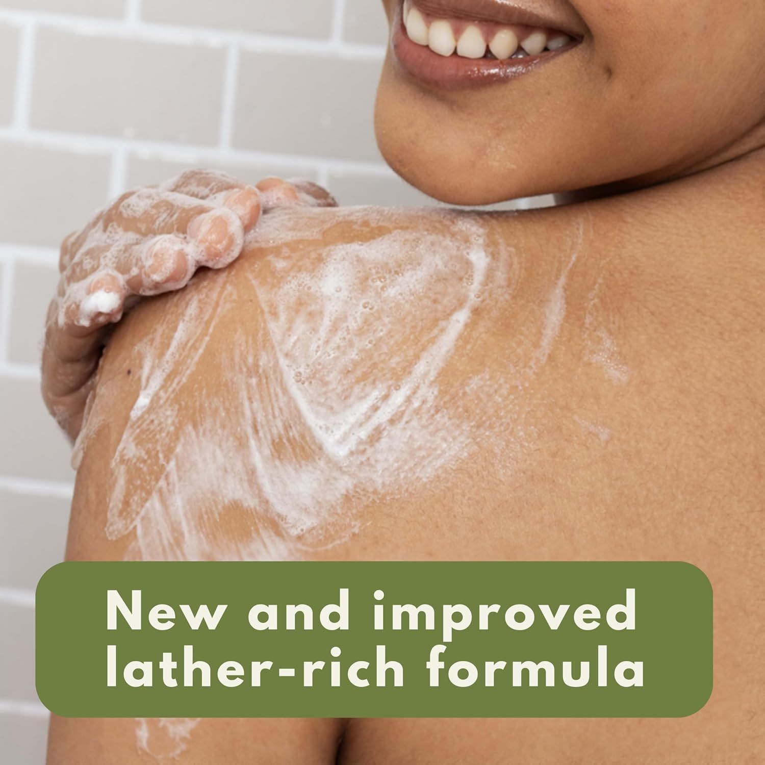 Communicates that the product has been improved with a new lather-rich formula, reassuring shoppers of enhanced performance and luxurious application experience.