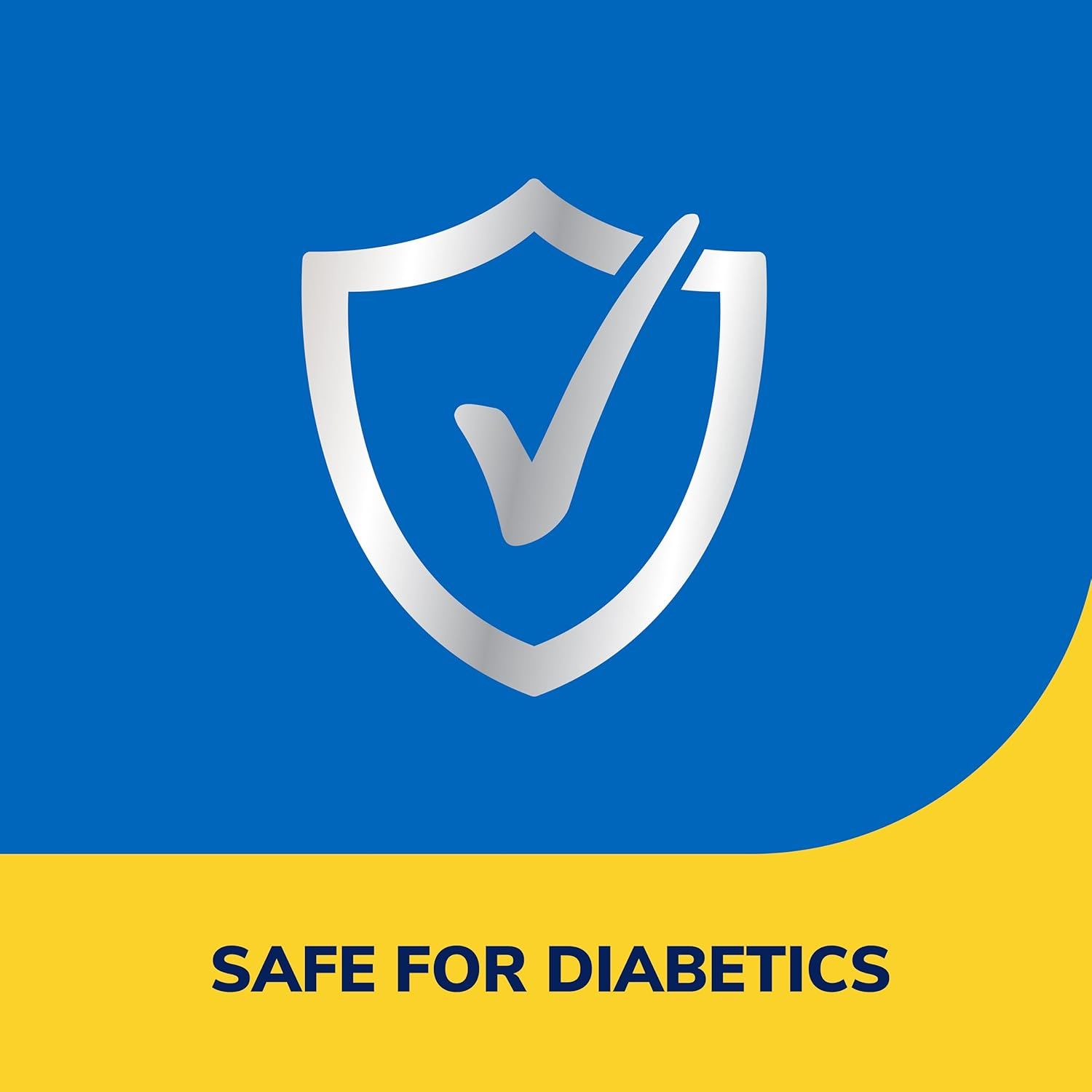 Reassures diabetic shoppers that the product is safe and appropriate for their dietary or health needs. Communicates one clear benefit—that the product is safe for diabetics—using a simple, clean…