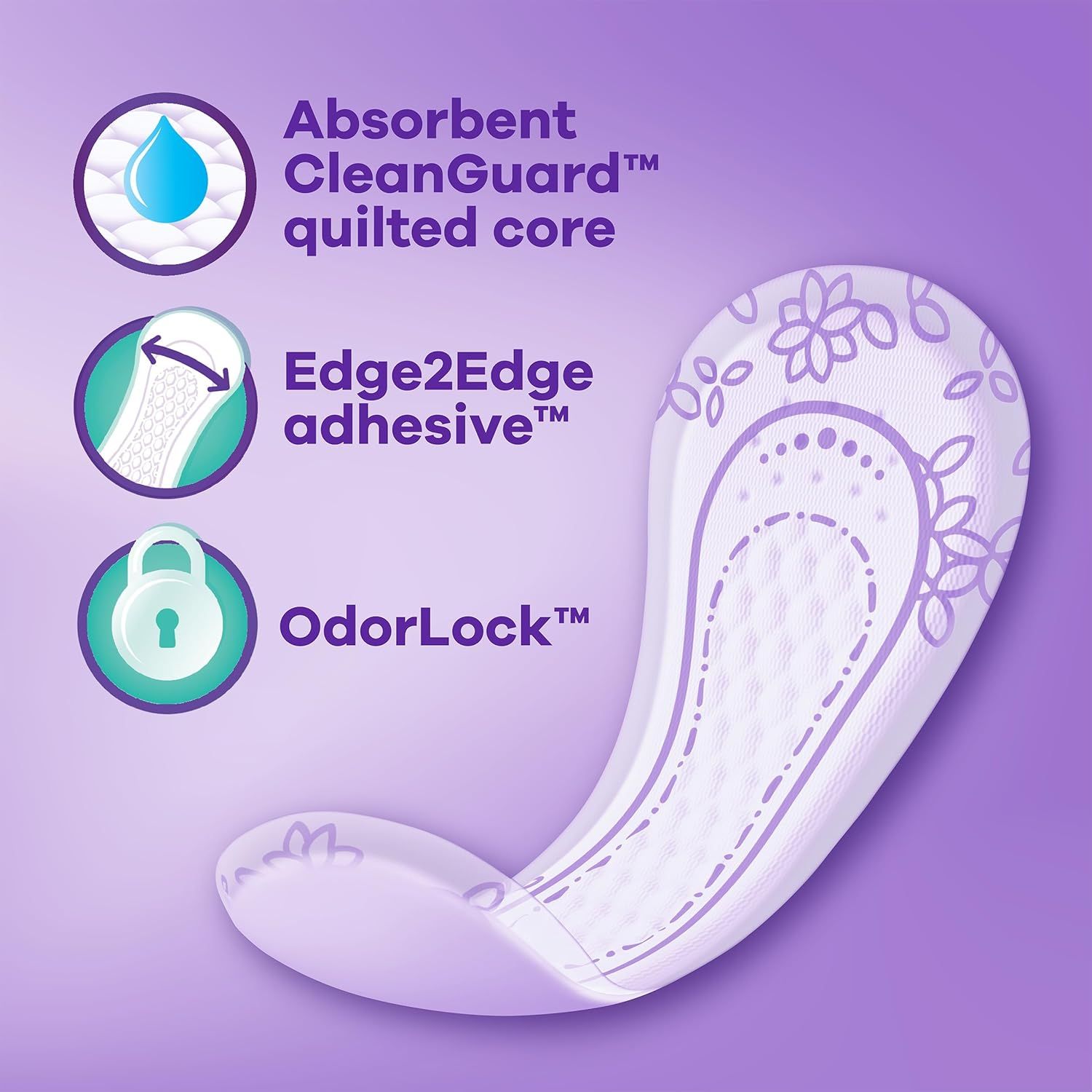 This image breaks down the key structural features and technologies of the pad, highlighting the absorbent core, edge-to-edge adhesive, and odor-locking capability to reassure shoppers of the…