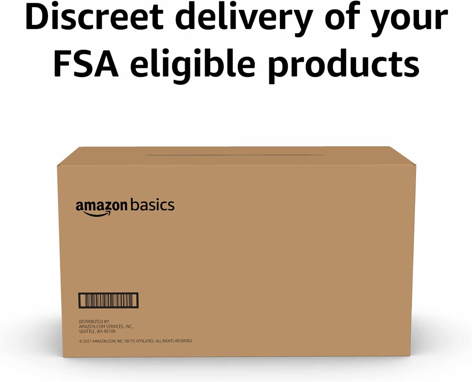 Reassures shoppers that FSA-eligible products will arrive in discreet, unbranded Amazon Basics packaging for privacy.