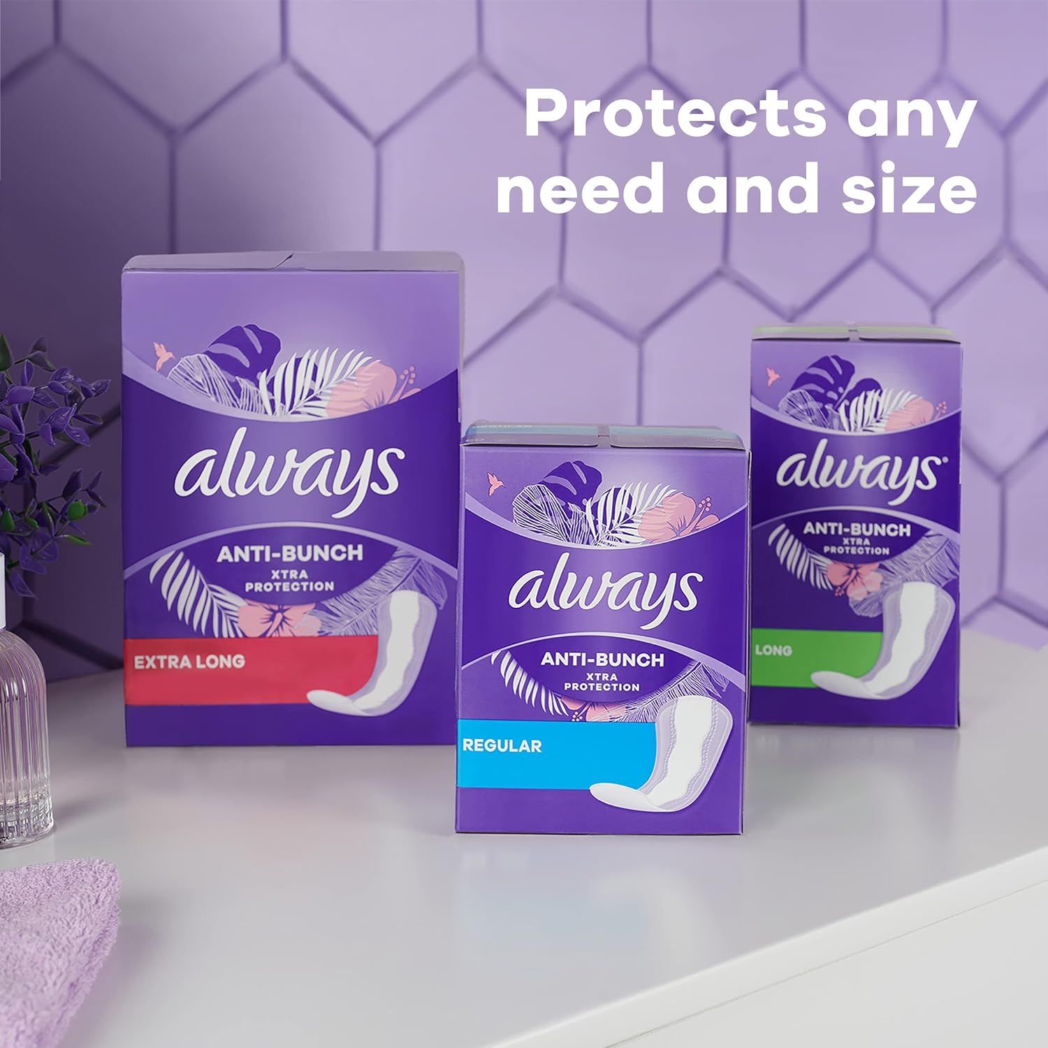 Showcases the brand's product lineup side-by-side, displaying three different size options (Extra Long, Regular, Long) to help shoppers choose the right variant for their needs.