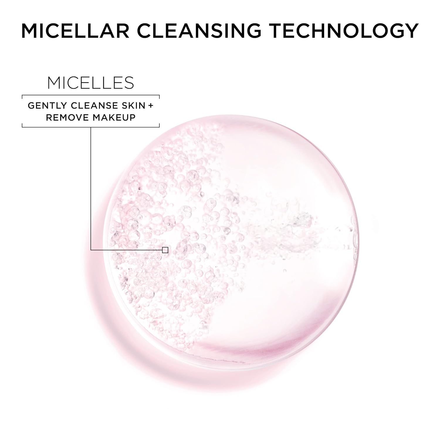 Explains how the product uses micellar technology to gently cleanse skin and remove makeup, reassuring shoppers about its dual-action effectiveness and gentle formulation.