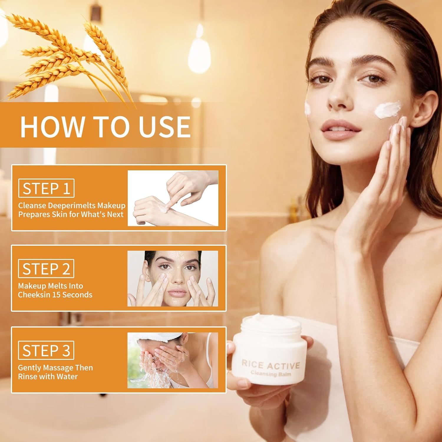 Provides clear step-by-step instructions on how to properly apply the skincare product, from cleansing to application to rinsing, making it easy for shoppers to understand the usage process.