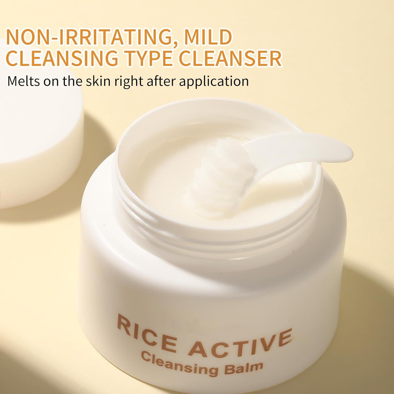 Communicates that this cleansing balm is gentle and non-irritating, with a texture that melts easily on the skin for comfortable use.