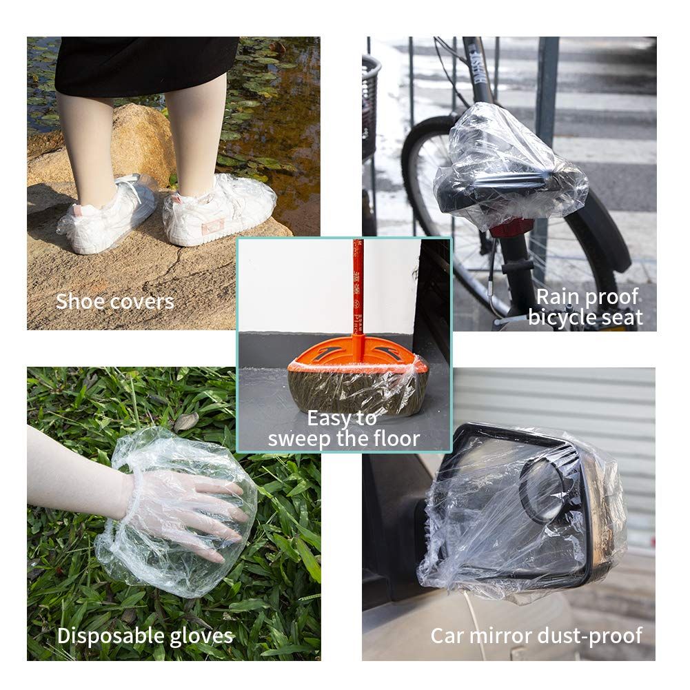 Demonstrates the versatility of the plastic cover product by showing five different real-world applications, reassuring shoppers that this product can be used in multiple scenarios for protection…