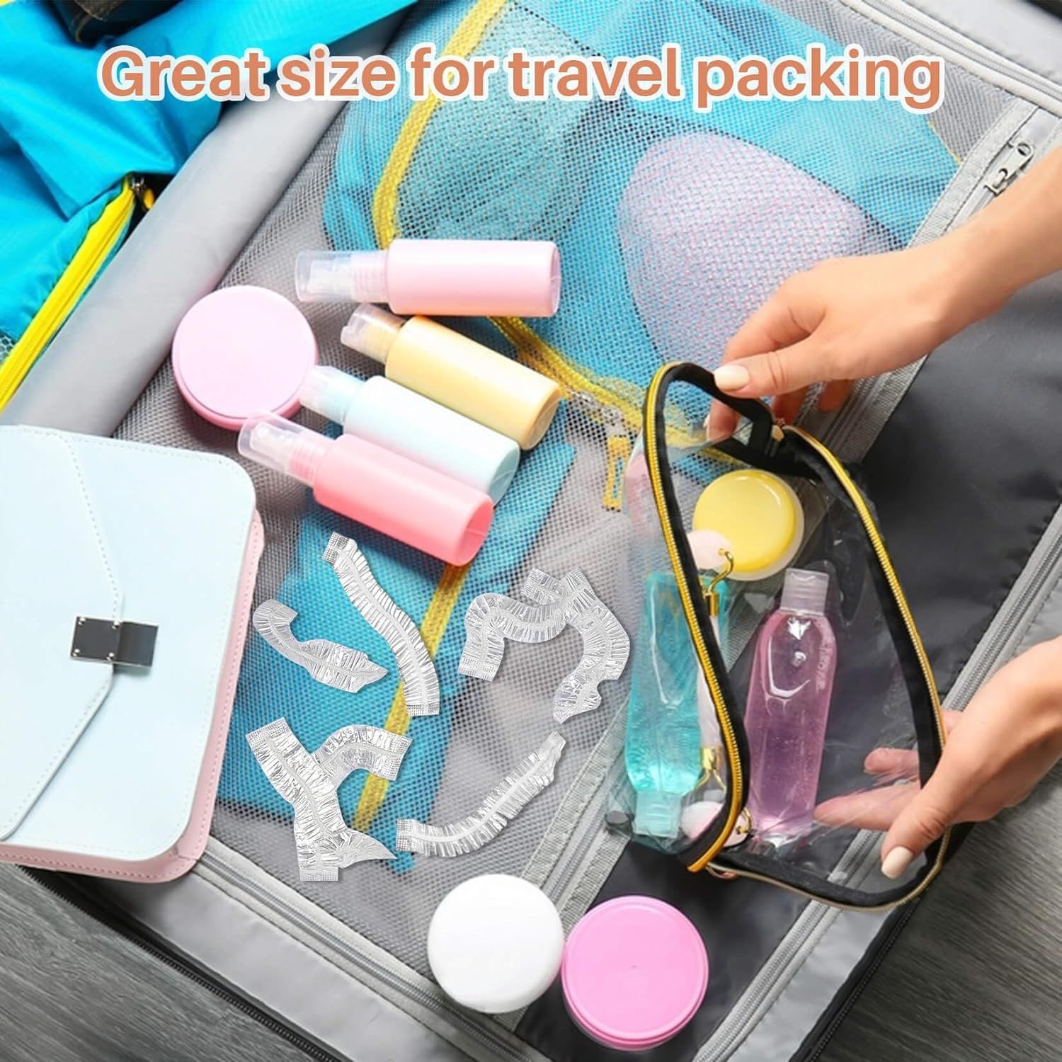 Communicates that the product is perfectly sized for travel packing, reassuring shoppers that it's convenient and portable for trips.