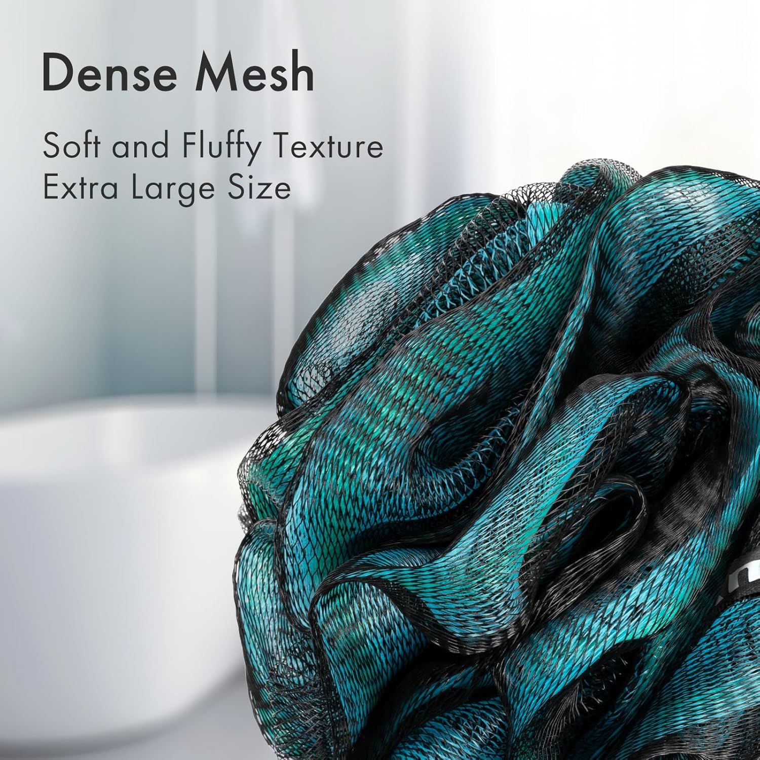 Highlights the product's dense mesh construction and soft, fluffy texture in an extra-large size to communicate quality and comfort to the shopper.