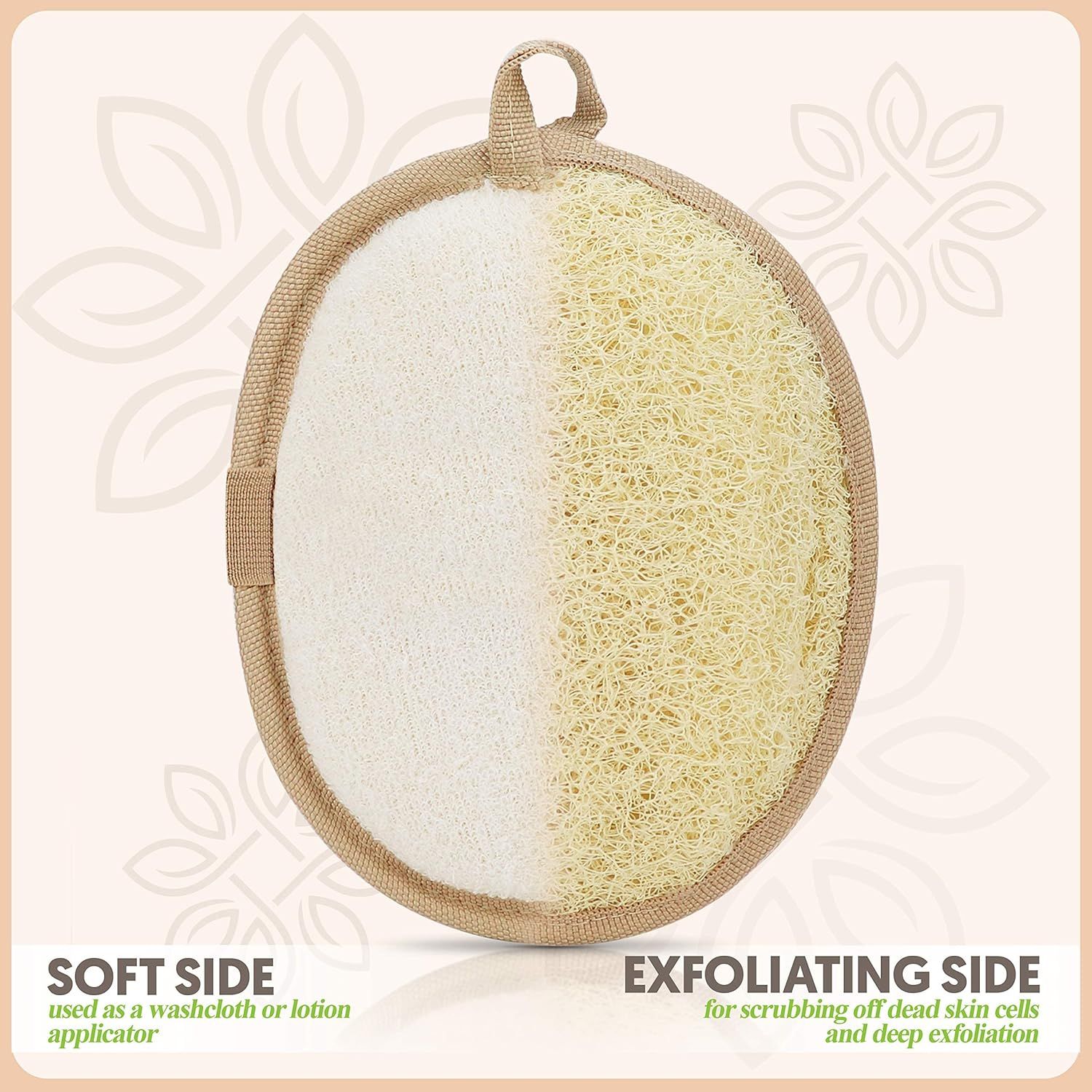 Highlights the product's two distinct sides—a soft side for gentle cleansing and an exfoliating side for scrubbing—to communicate versatility and dual functionality. Demonstrates the two key…