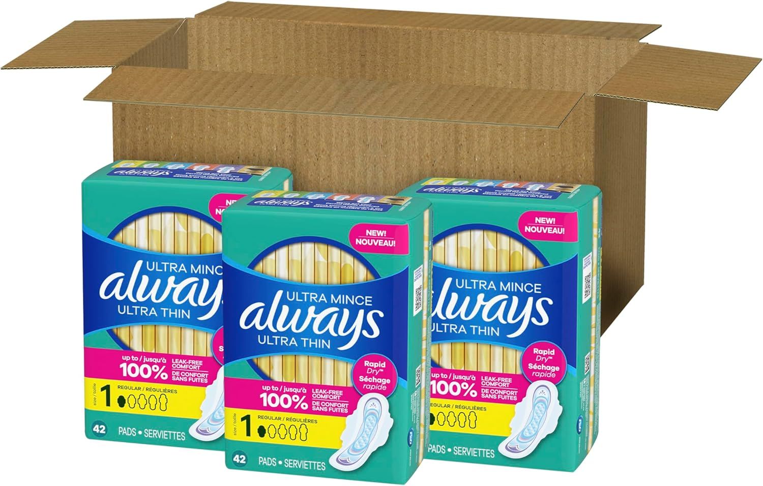 Shows the customer they will receive multiple boxes of the product in a bulk shipment, communicating value and convenience for stocking up.