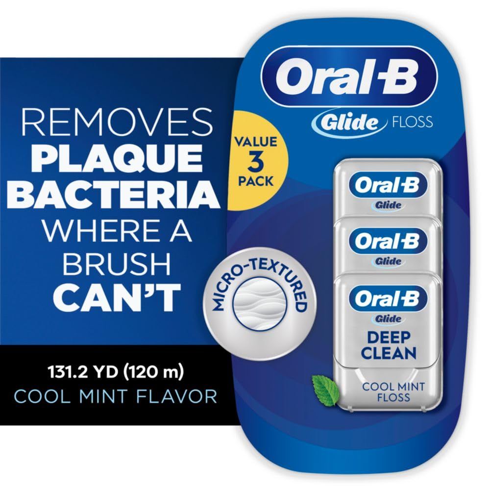 Communicates the primary benefit of the floss—its ability to remove plaque bacteria in areas a toothbrush cannot reach, reassuring shoppers of its effectiveness for comprehensive oral hygiene.