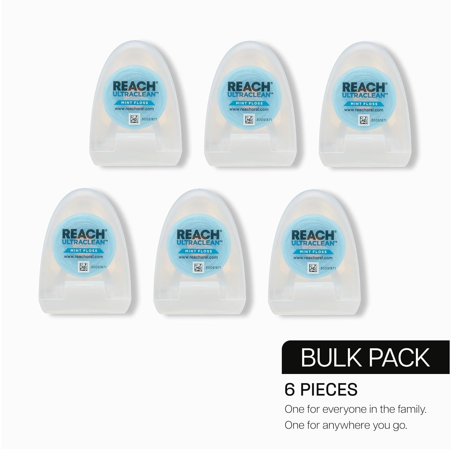 Shows the customer they are receiving 6 pieces of dental floss in one purchase, emphasizing value and convenience for family or multi-location use.