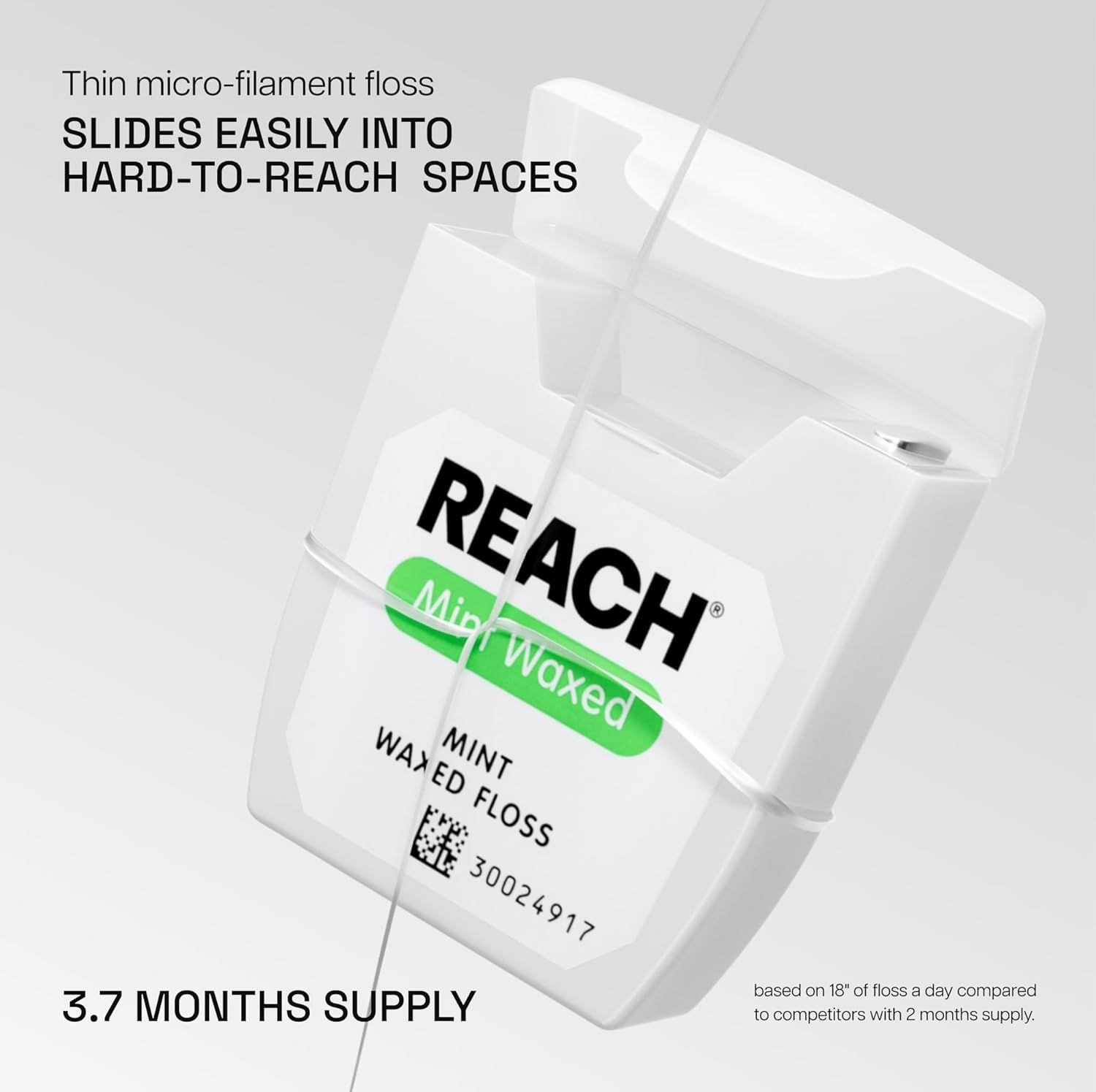 Communicates the product's long-lasting value by highlighting that it provides 3.7 months of supply compared to competitors' 2 months, emphasizing cost-effectiveness and convenience. Highlights the…