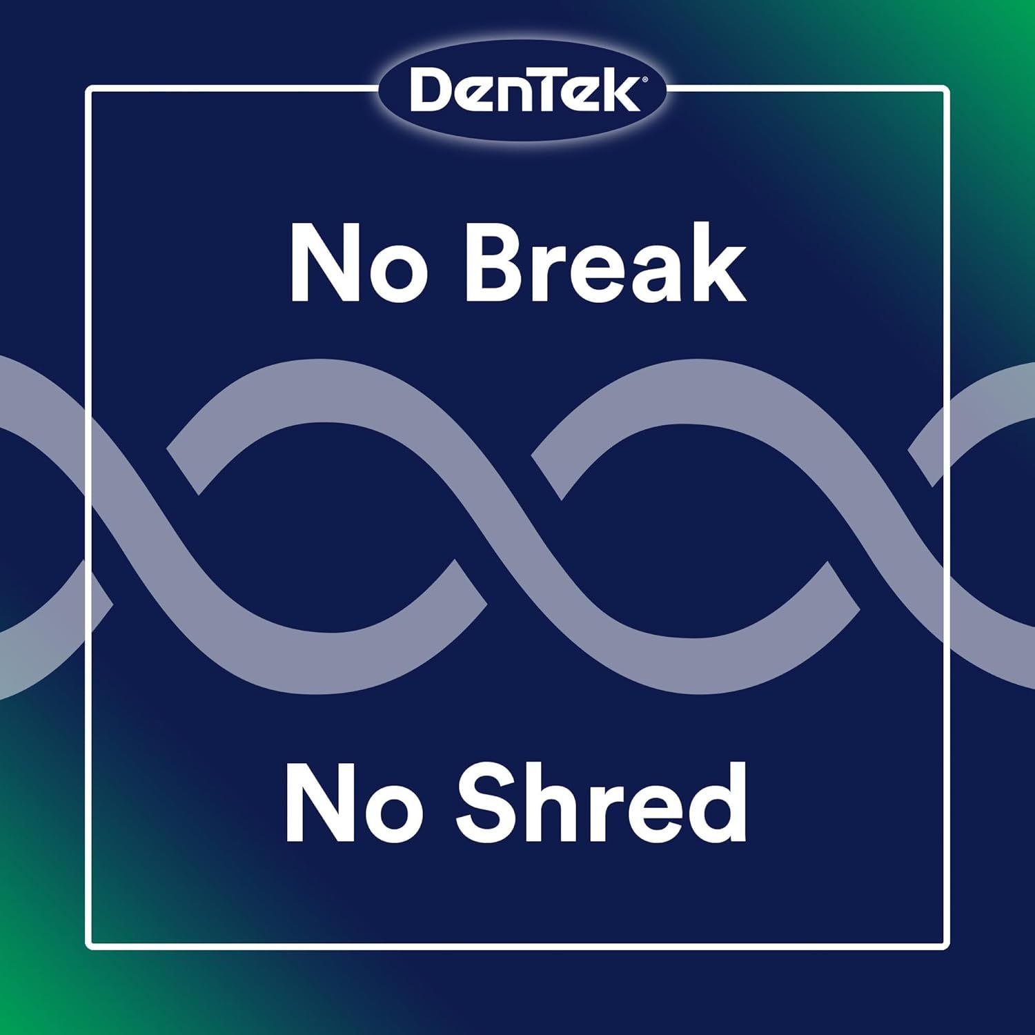 Communicates that the DenTek product is highly durable and won't break or shred during use, reassuring shoppers of its quality and reliability.