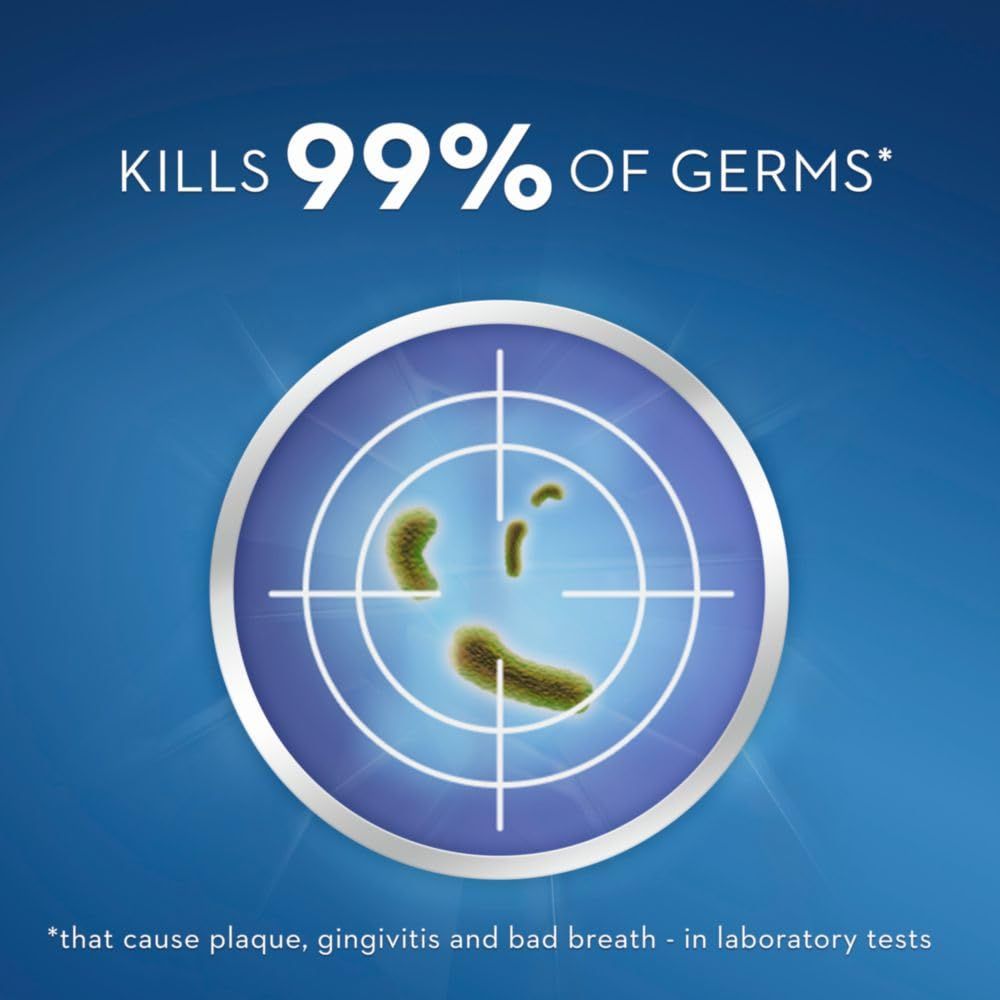 Communicates the product's effectiveness with a bold quantifiable claim (99% germ elimination) to reassure shoppers of its antibacterial performance. Highlights the core benefit of killing germs…