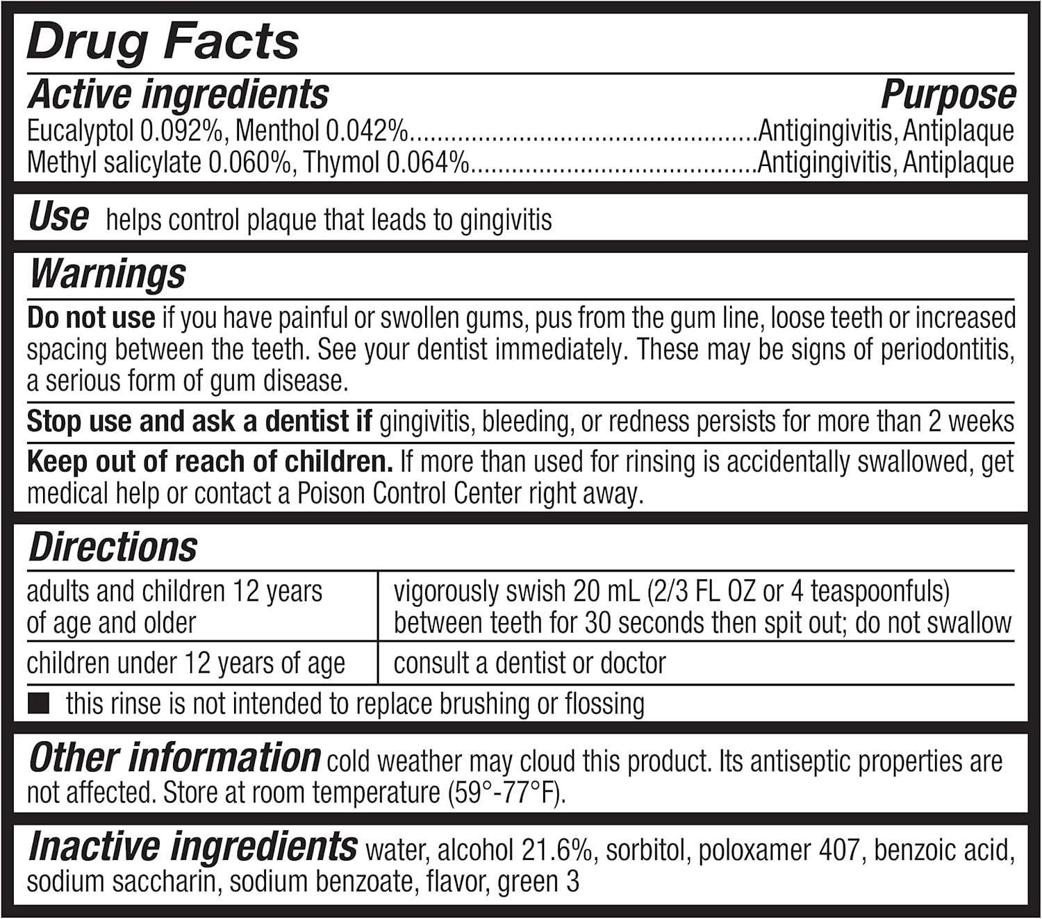 Provides detailed step-by-step directions on how to properly use the mouthwash product, including dosage, duration, and safety warnings to ensure correct application.