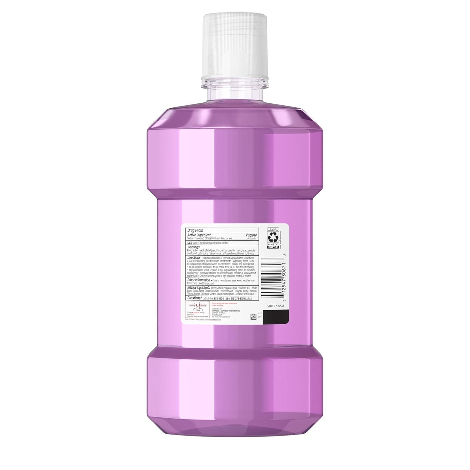Provides a clean, catalog-style view of the mouthwash bottle showing the product packaging and label details for shopper reference.