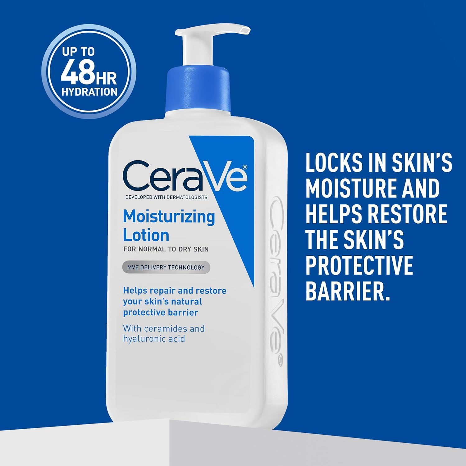 Communicates the product's long-lasting hydration performance with a bold, quantifiable claim to reassure shoppers of its effectiveness. Highlights the core benefit of locking in moisture and…