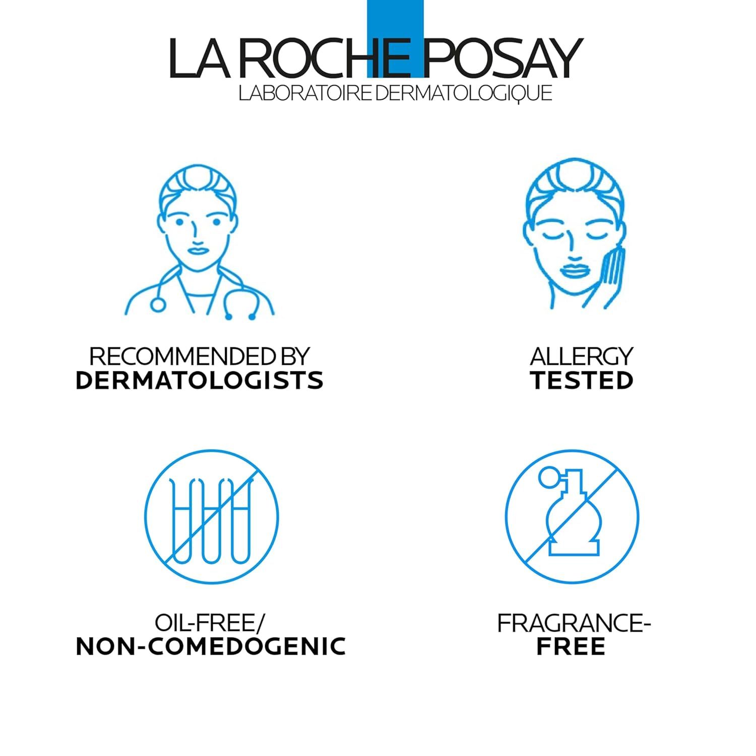 Communicates multiple product benefits in a segmented layout to reassure shoppers that the product is dermatologist-approved, hypoallergenic, non-comedogenic, and fragrance-free, building trust and…