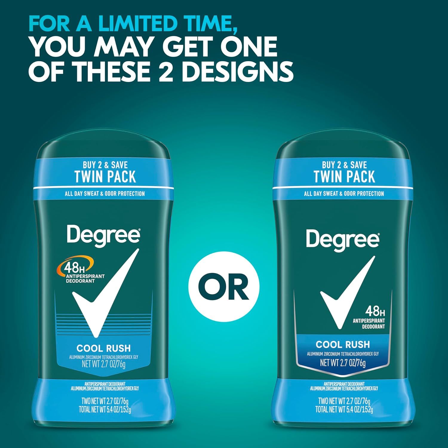 Shows shoppers that the same product is available in two different design options, helping them understand their choices within the brand's product line while emphasizing a limited-time promotional…
