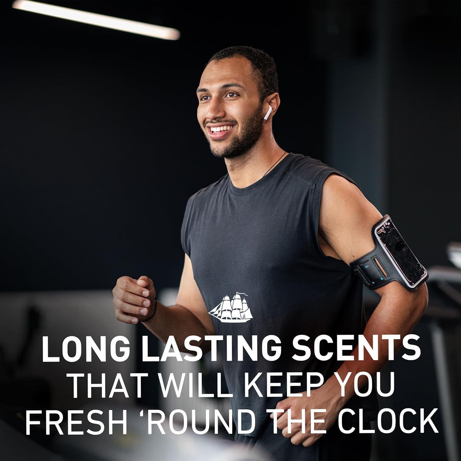 Communicates that the product provides long-lasting freshness throughout the day, reassuring shoppers they will stay fresh during workouts and daily activities.