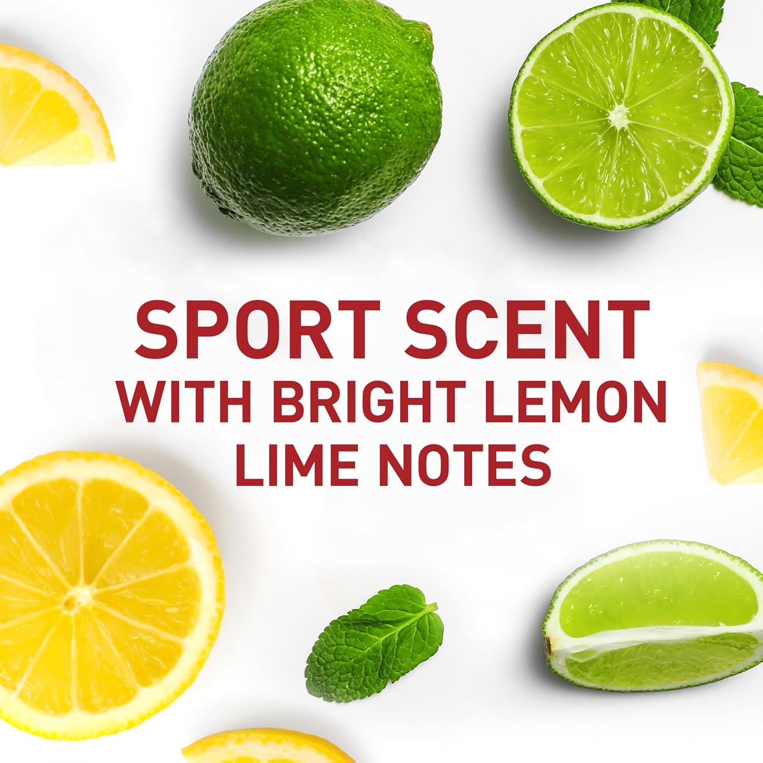 Communicates the product's fresh, citrus-based fragrance profile to appeal to shoppers looking for a sporty, energizing scent.