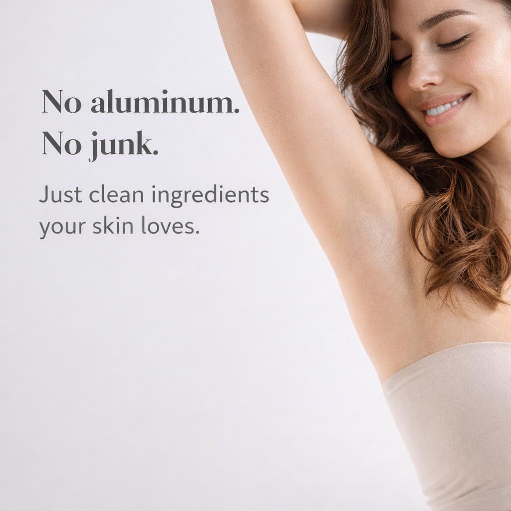 Reassures shoppers that the product is formulated without aluminum or harmful additives, emphasizing clean, skin-friendly ingredients for health-conscious consumers. Communicates the core benefit of…
