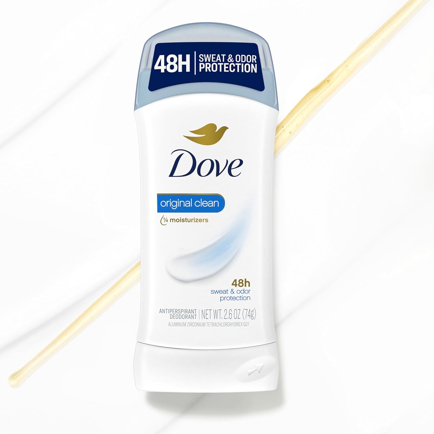 Provides a clean, catalog-style view of the Dove deodorant product showing the packaging design, brand, and key product information without distractions.