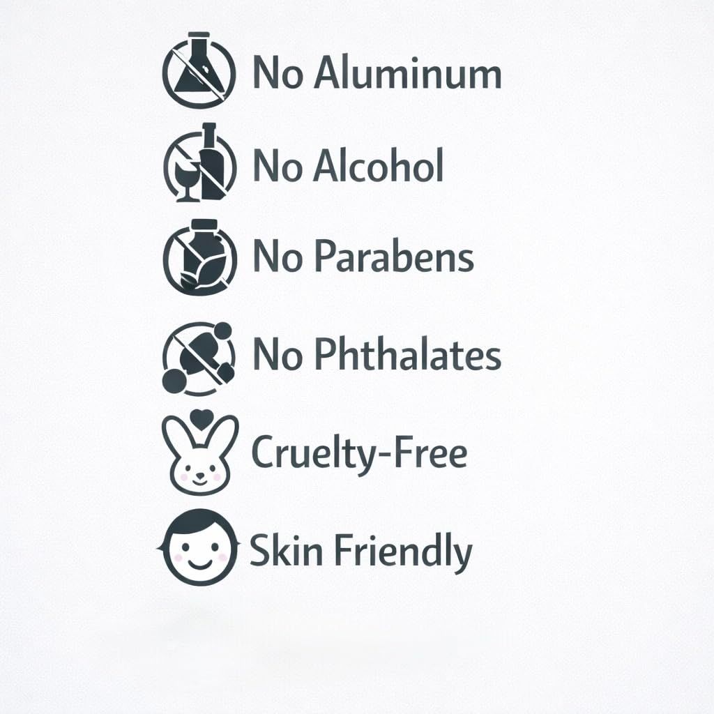 Communicates that the product is formulated without harmful chemicals and is safe, ethical, and gentle for skin use, reassuring health-conscious and eco-aware shoppers. Highlights multiple safety…