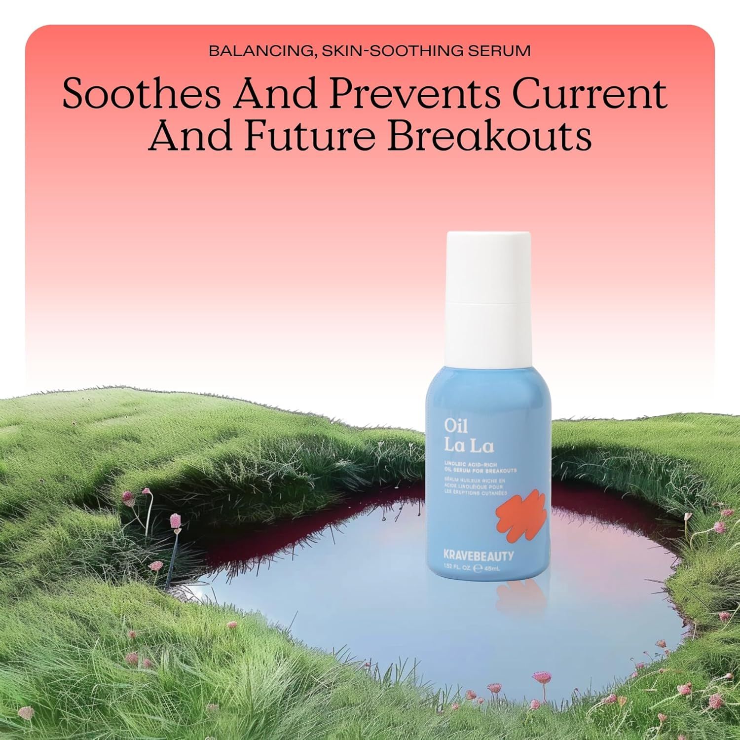 Communicates the dual benefit of the serum—soothing current skin irritation and preventing future breakouts—to reassure shoppers of its effectiveness for acne-prone or sensitive skin.