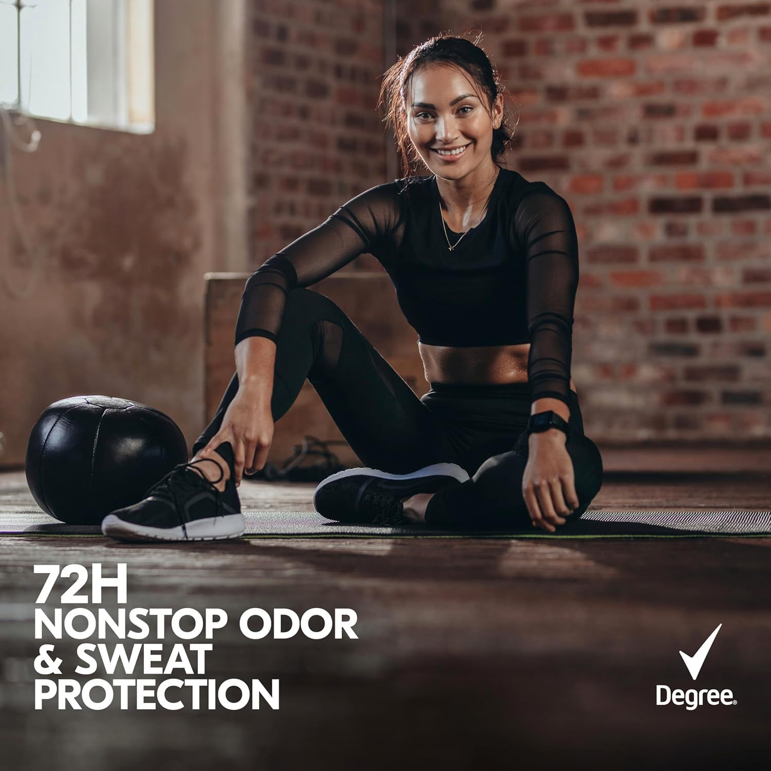 Communicates the specific duration of protection (72 hours) to reassure shoppers about the product's long-lasting effectiveness against odor and sweat. Highlights the core benefit of extended odor…
