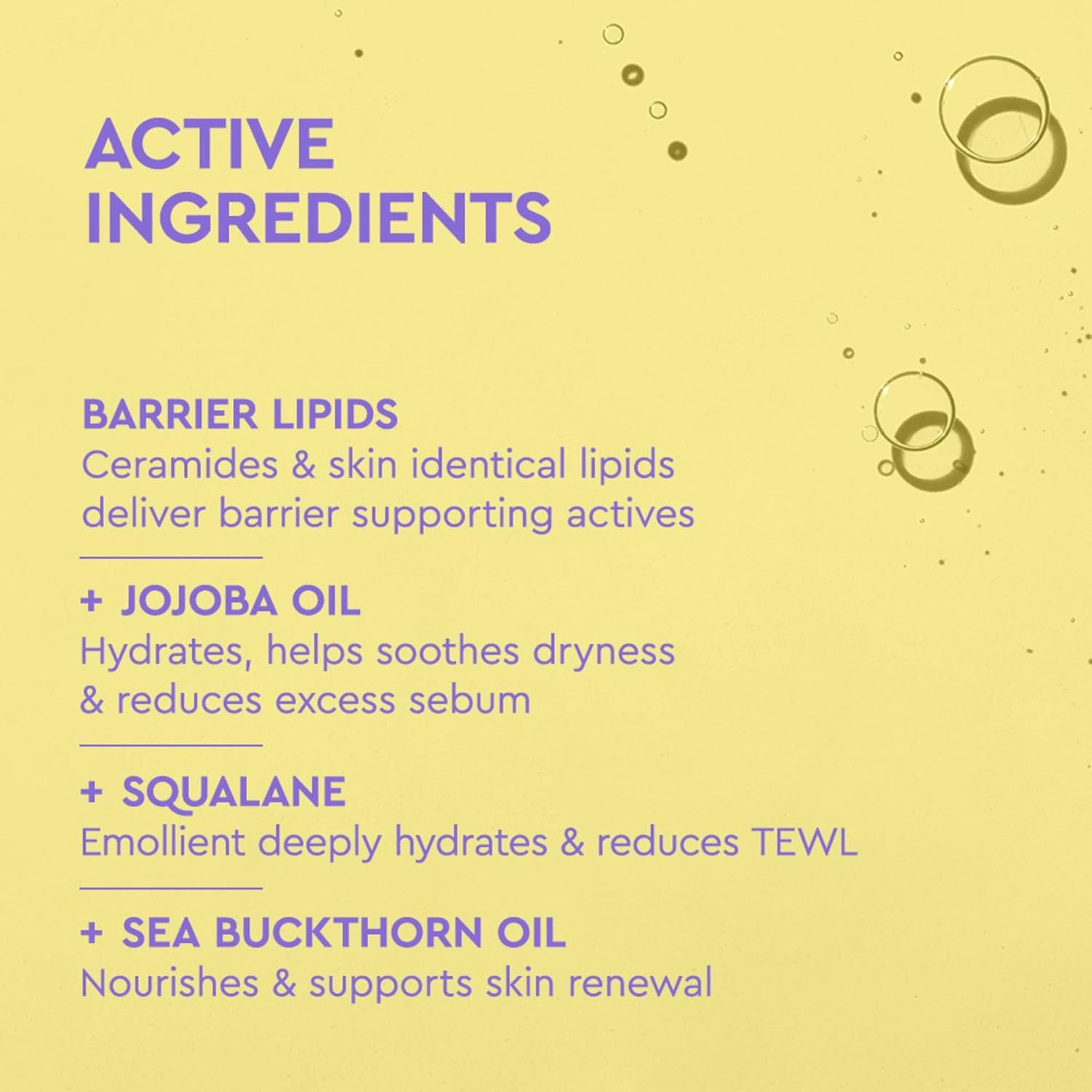Educates shoppers on the key active ingredients in the product and their specific benefits for skin health, building trust through transparency and ingredient knowledge.