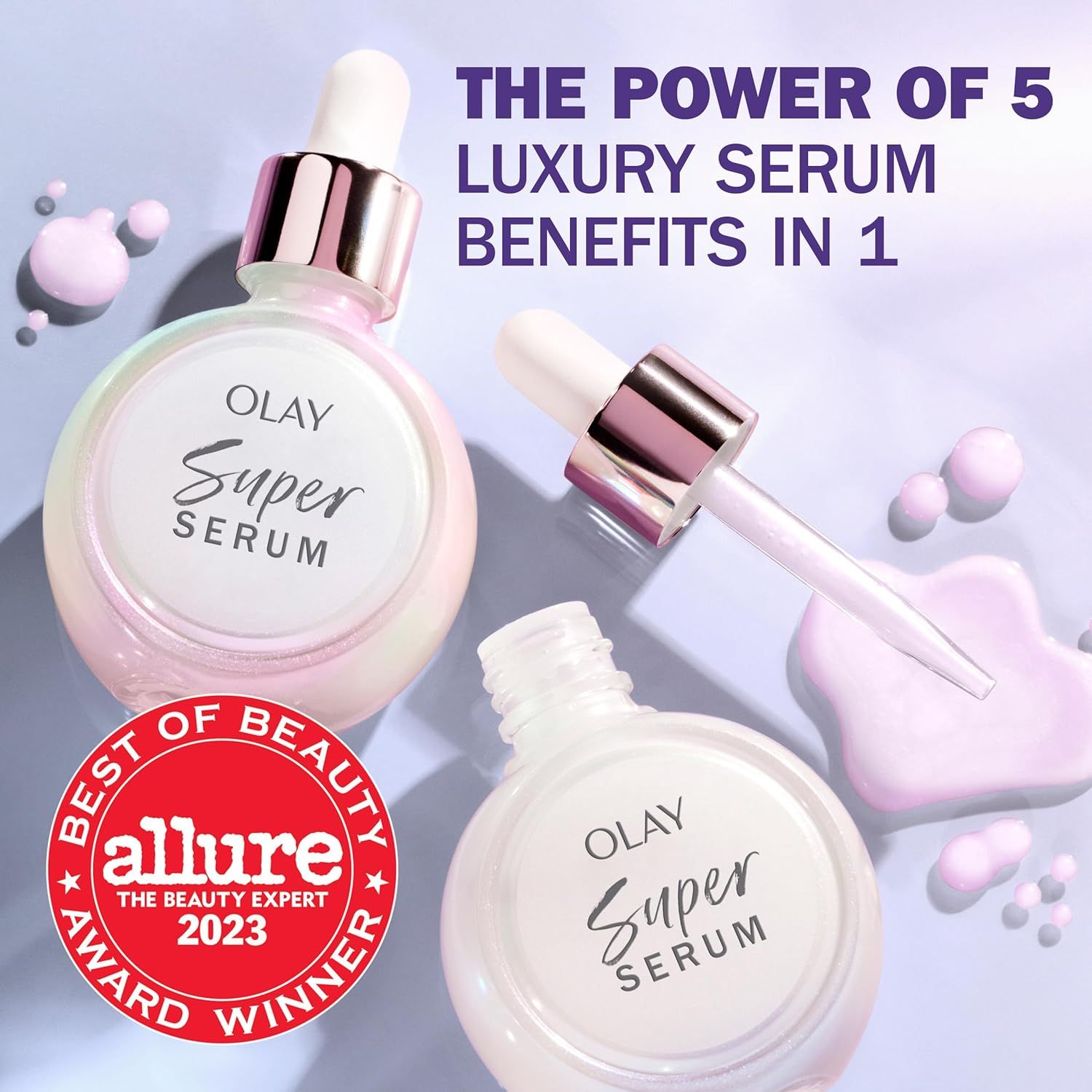 Communicates third-party credibility and prestige by showcasing the product's recognition from Allure magazine, reassuring shoppers of its quality and effectiveness. Highlights the multi-benefit…