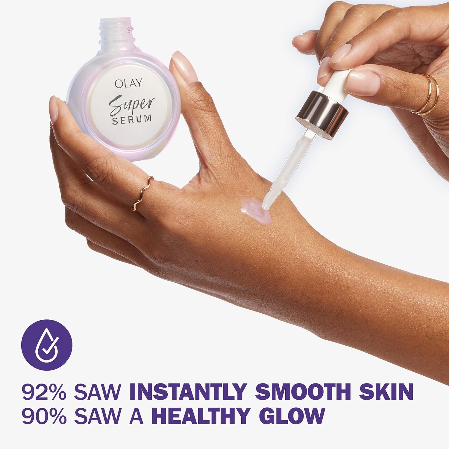 Communicates quantifiable performance claims showing the percentage of users who experienced smooth skin and healthy glow, building confidence in the product's effectiveness. Demonstrates how to…