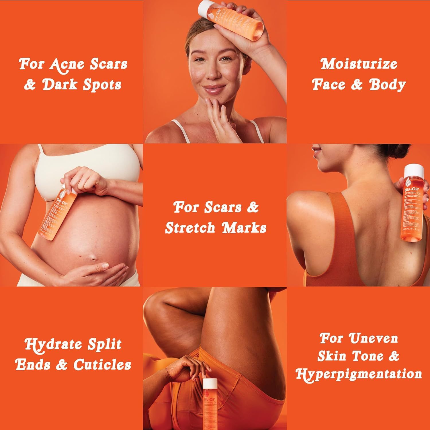 Demonstrates the multiple use cases and applications of the product across different body areas and skin concerns, showing shoppers the versatility and range of benefits they can expect.