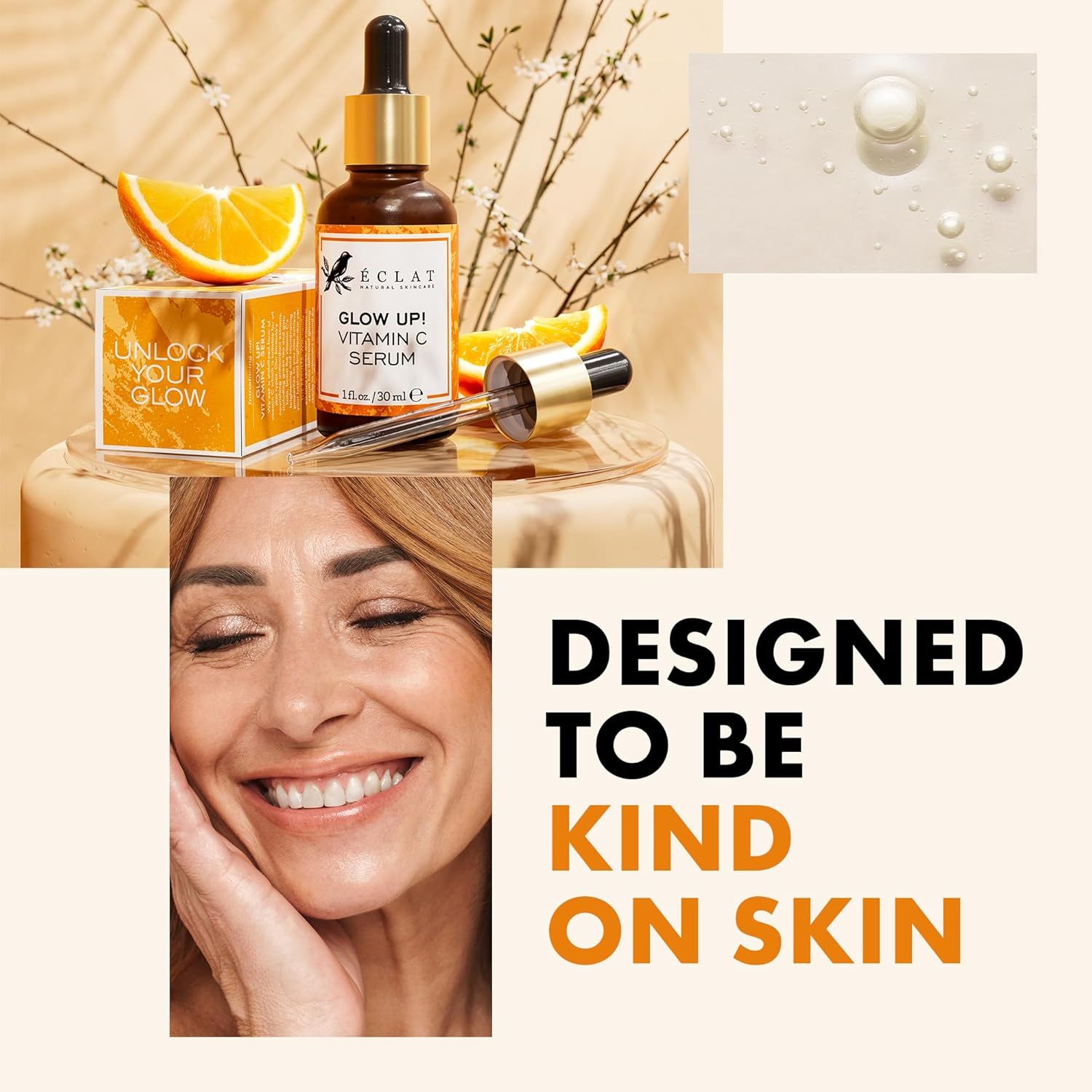 Communicates the brand's core value proposition of being gentle and kind to skin, establishing emotional brand identity and trust with shoppers.