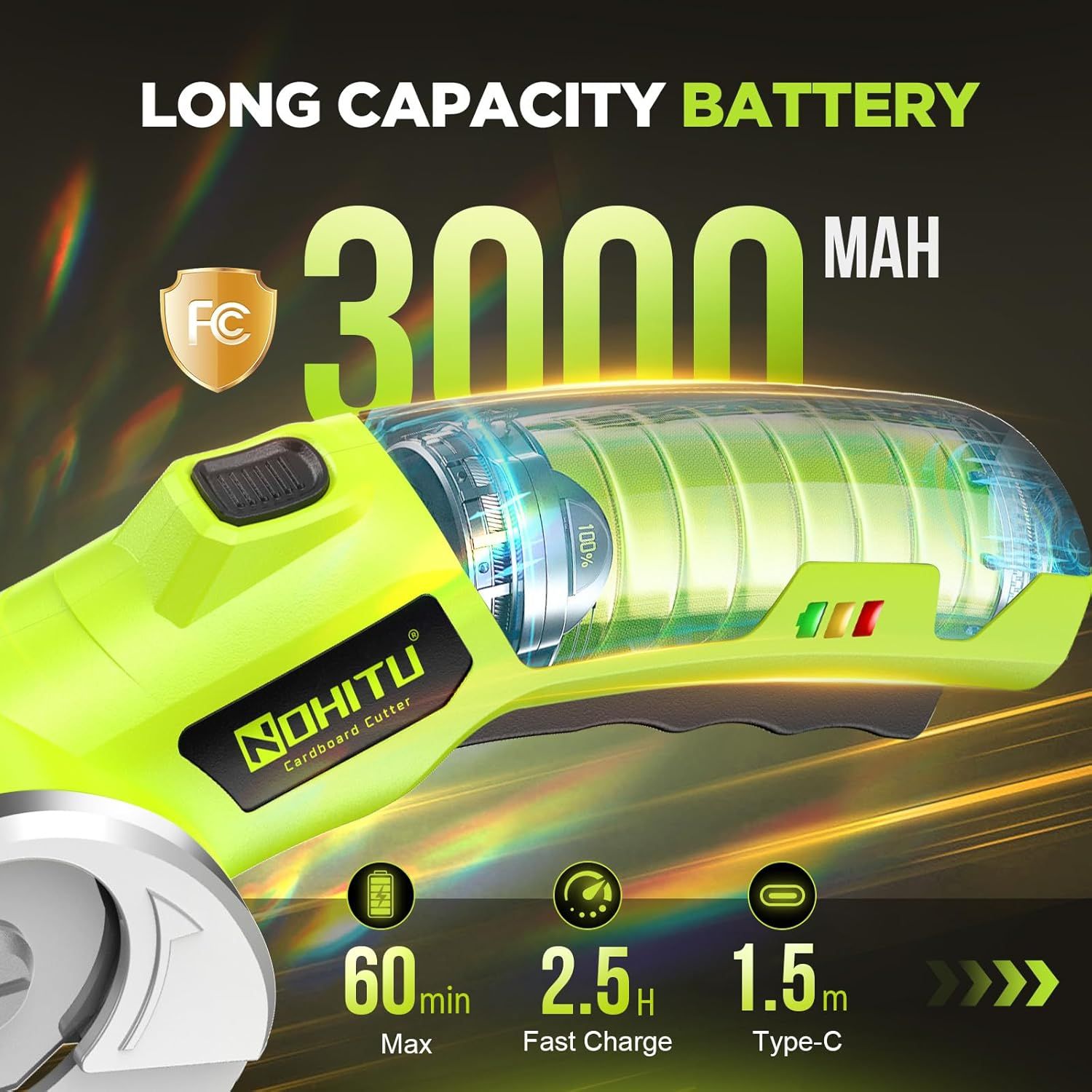 Highlights the product's impressive 3000 mAh battery capacity and related performance metrics to communicate long runtime and fast charging capabilities, reassuring shoppers of extended use and…