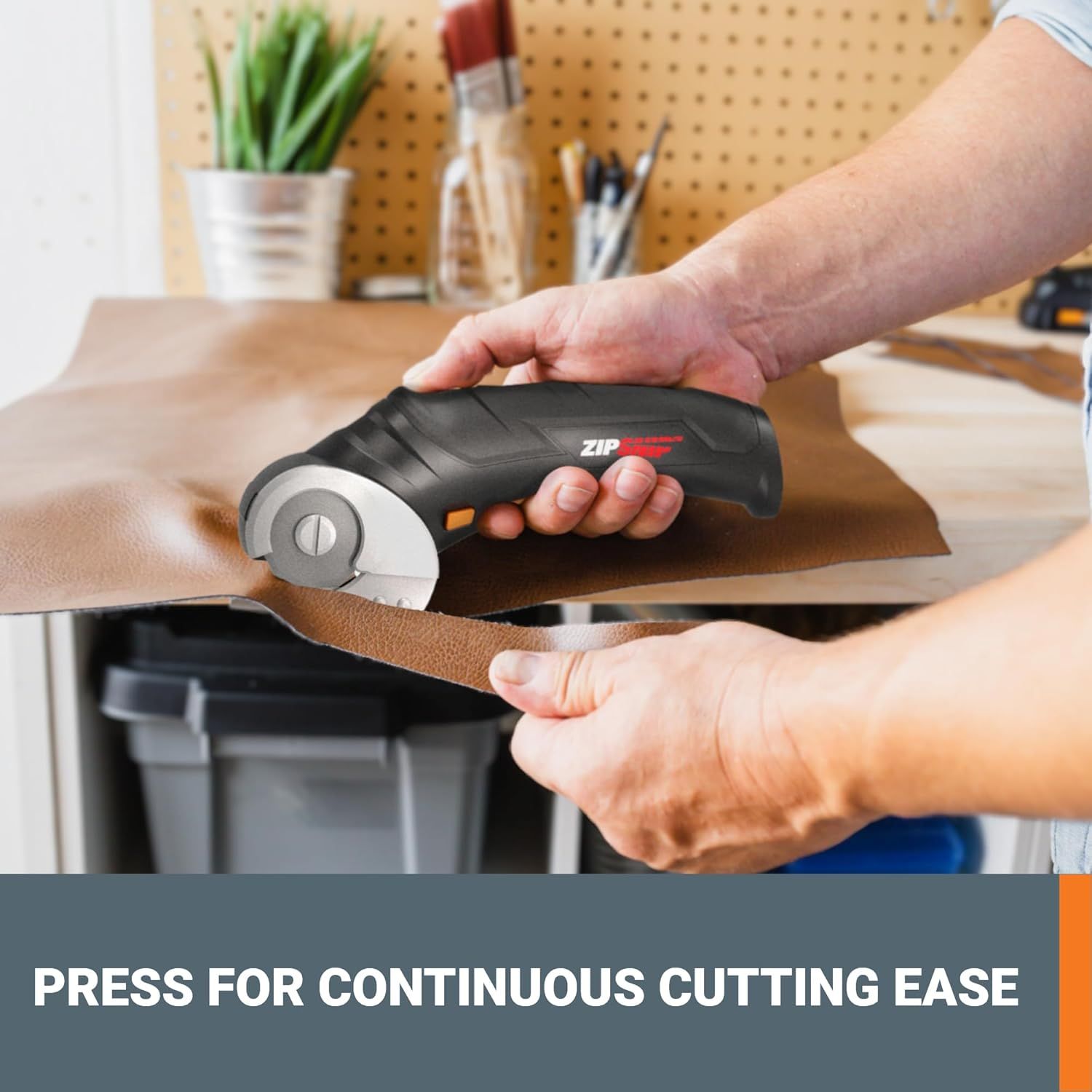 Demonstrates how to use the rotary cutter by pressing for continuous cutting, showing shoppers the ease of operation and proper handling technique. Highlights the product's continuous cutting ease…