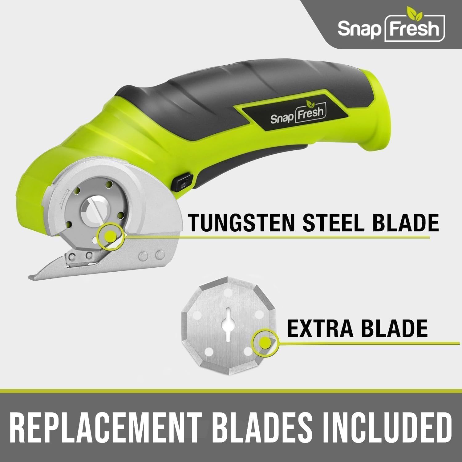 Shows shoppers what comes in the box, specifically highlighting that replacement blades are included with the rotary cutter to reassure buyers of added value and convenience.