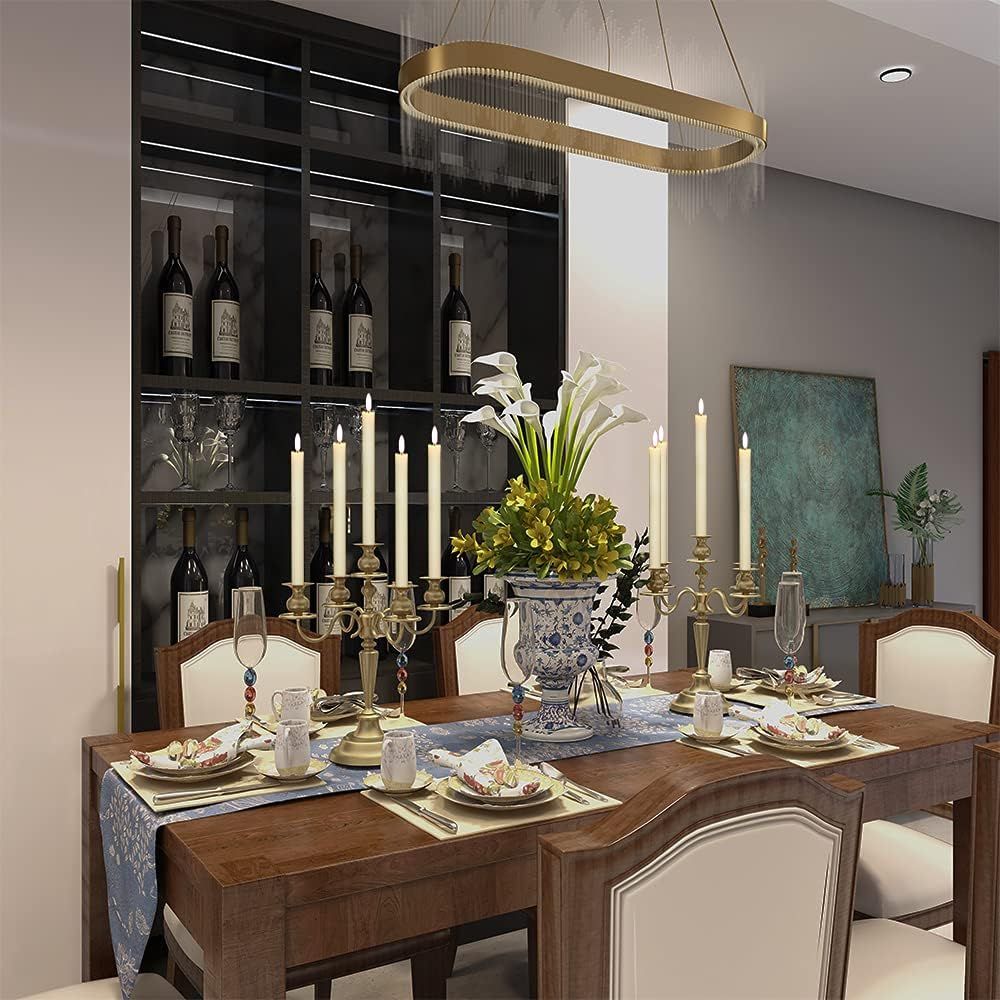 Showcases the chandelier product in a luxurious, real-world dining room context to help shoppers visualize how it would look in their own home.